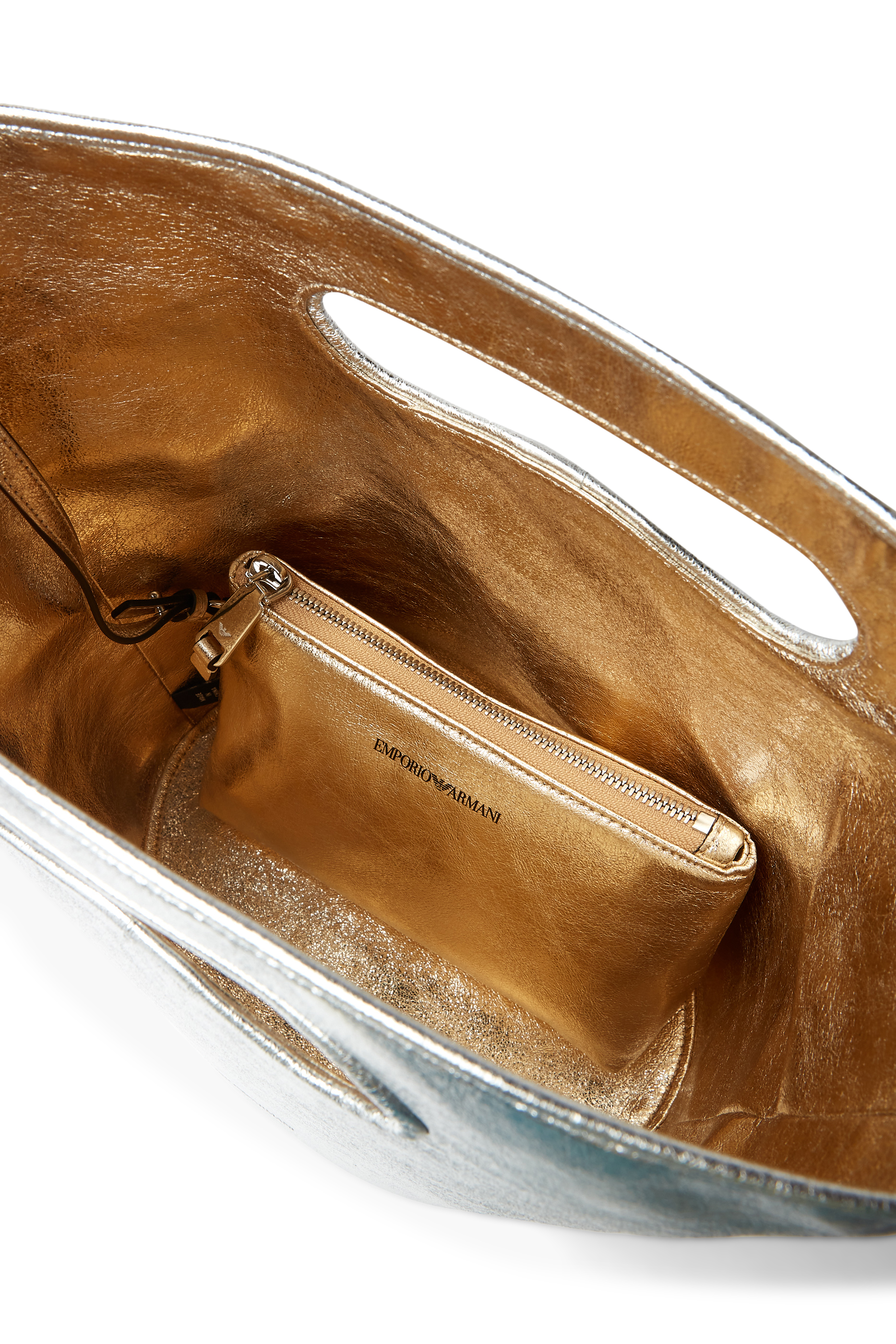 حقيبة باكيت بلون فضي لامع