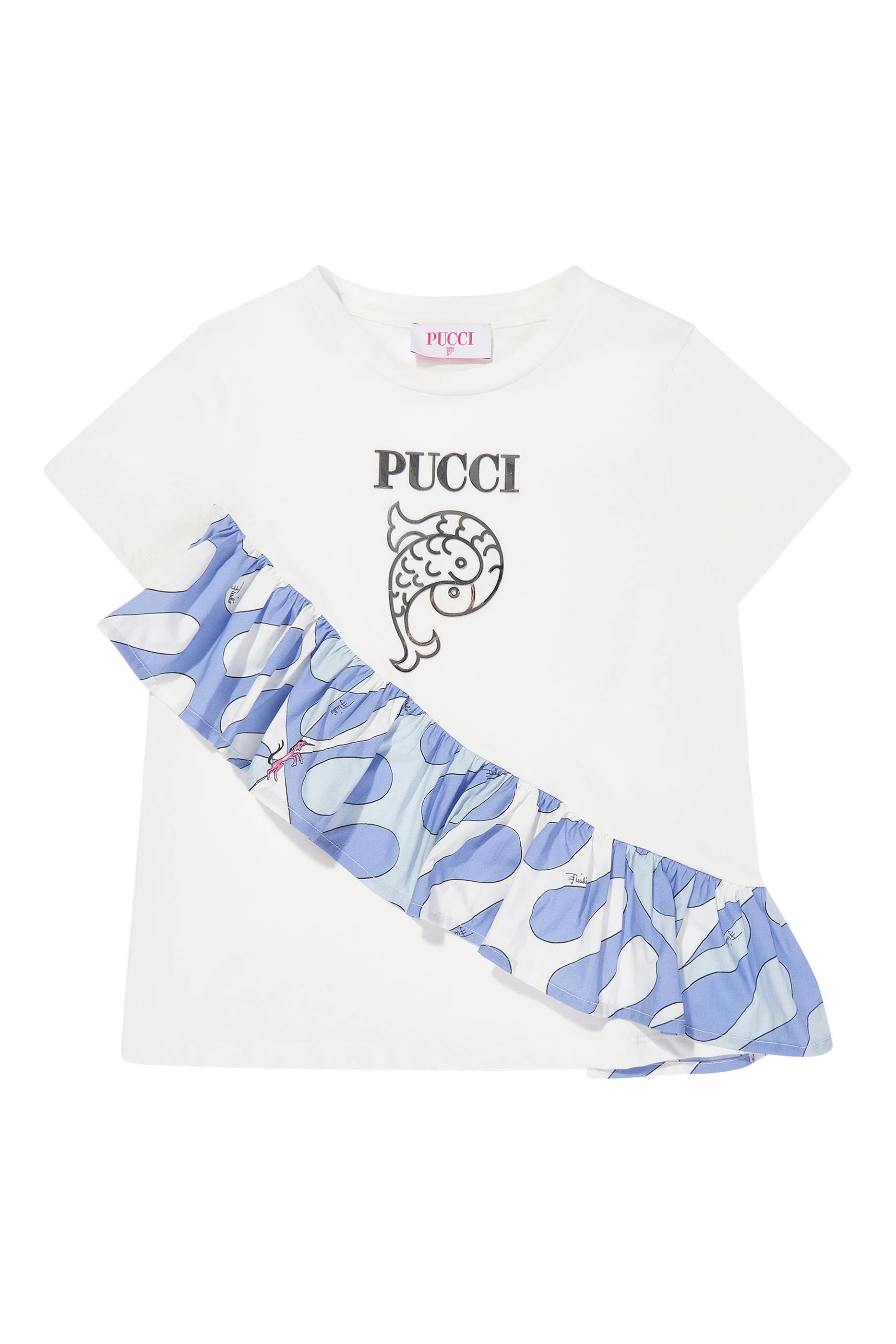 بلوزة بأكمام قصيرة وشعار الماركة للأطفال