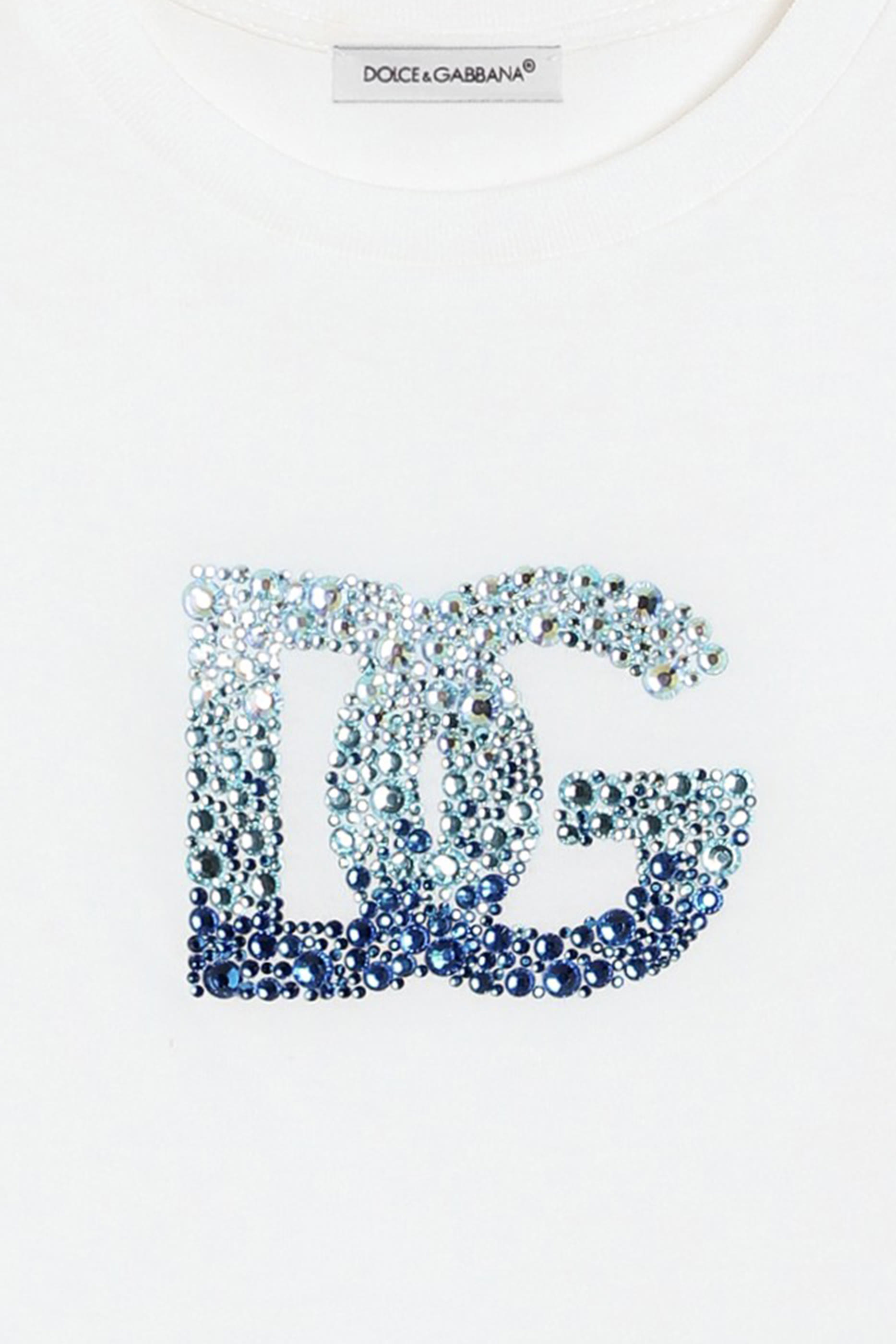 تيشيرت بياقة مستديرة بنقشة حرفي شعار الماركة للأطفال