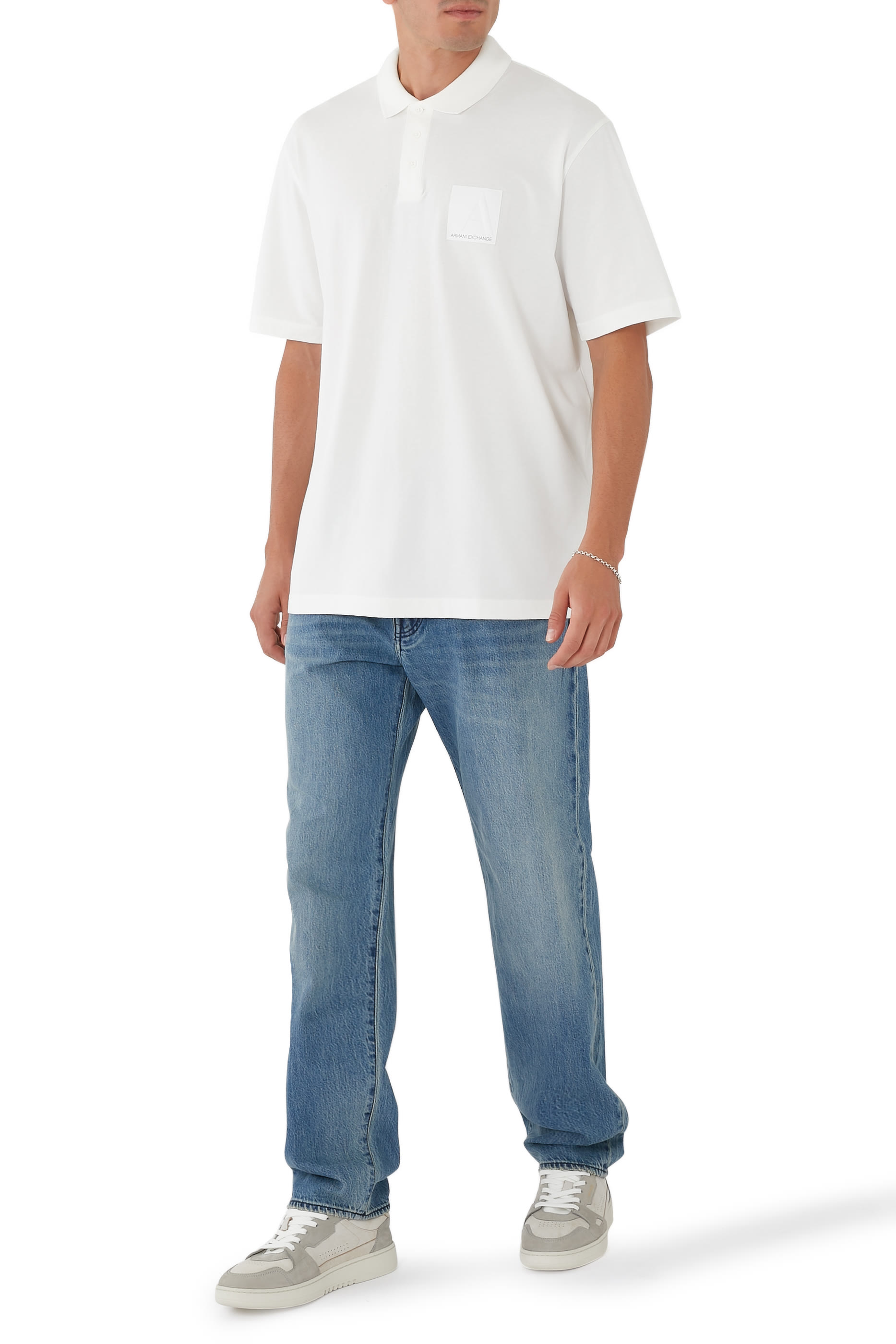 قميص بولو  اي اس في بقصة عادية بتصميم حرف A قطن عضوي