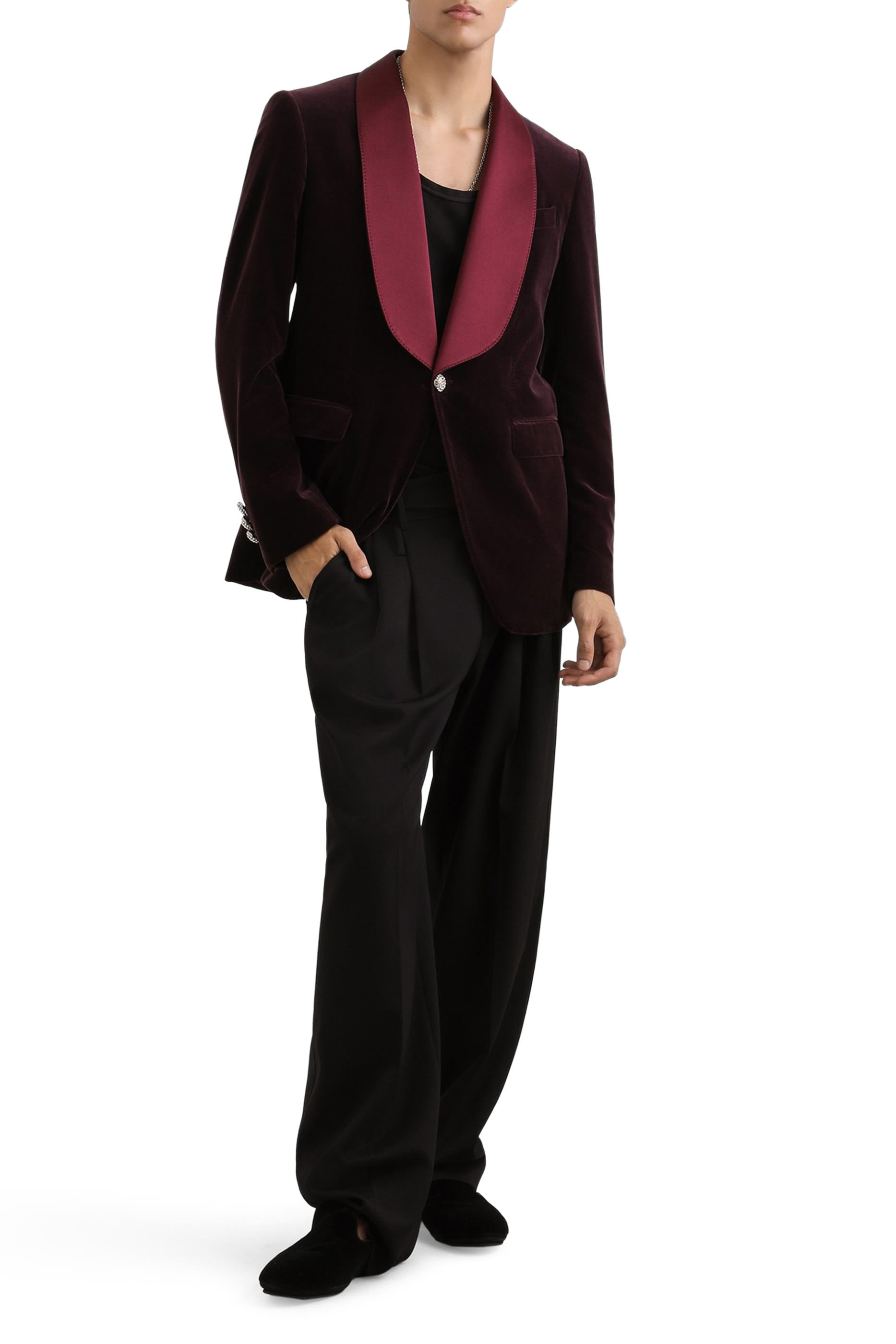 جاكيت سيسيليا بصف أزرار للإغلاق مخمل ناعم خفيف