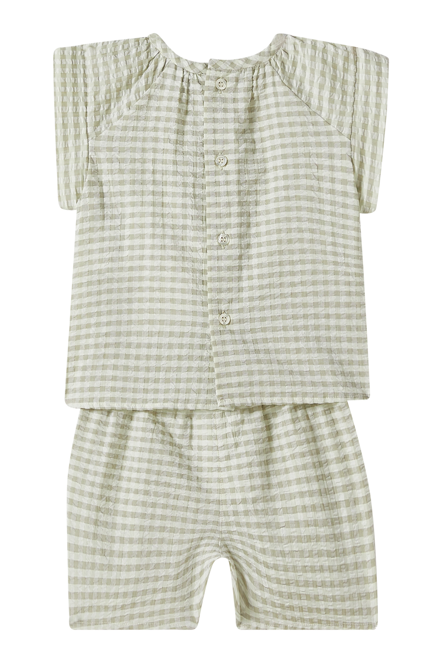 طقم بلوزة وشورت بنقشة مربعات للأطفال