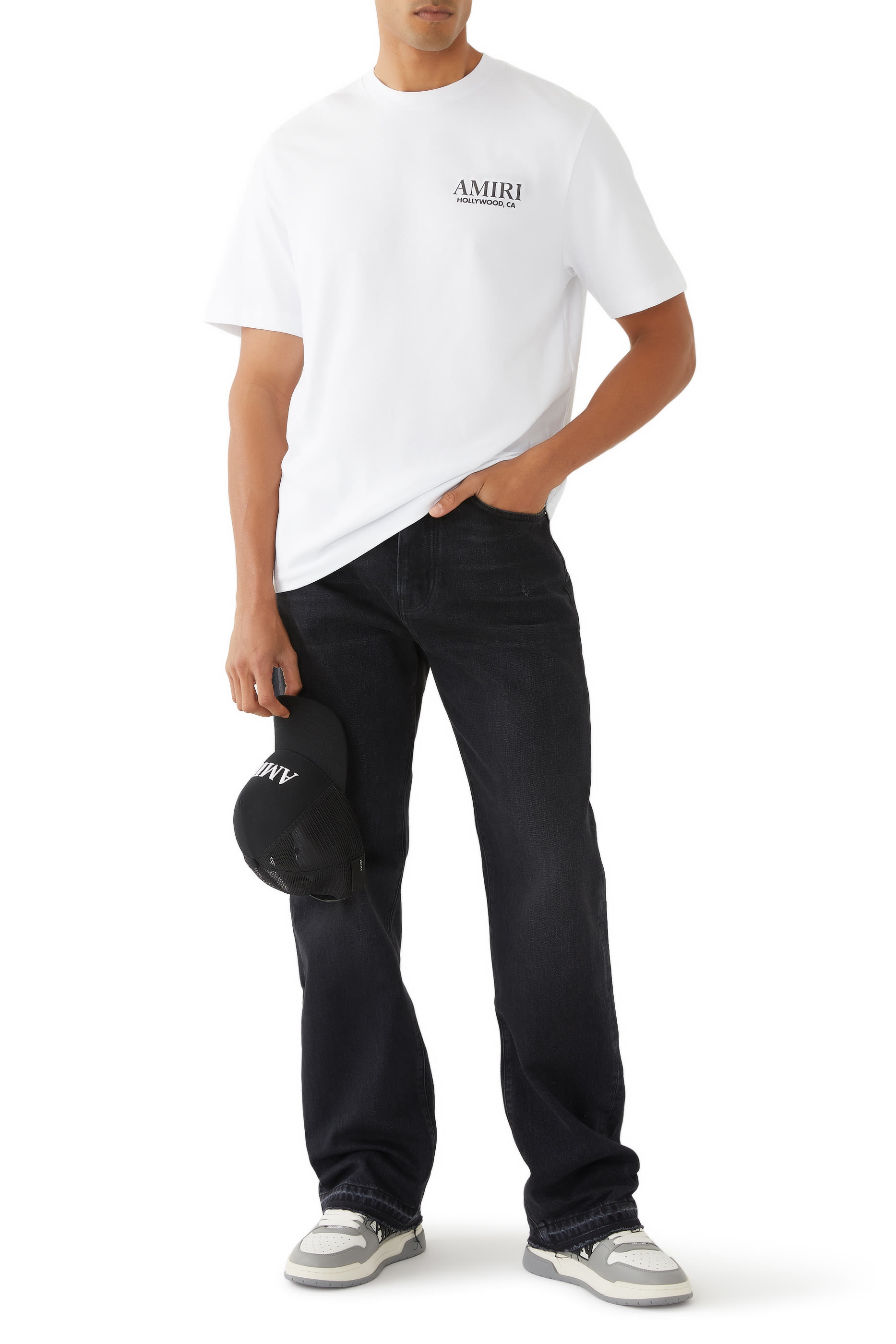 بنطال بقصة ساق مستقيمة وحافة غير محاكة