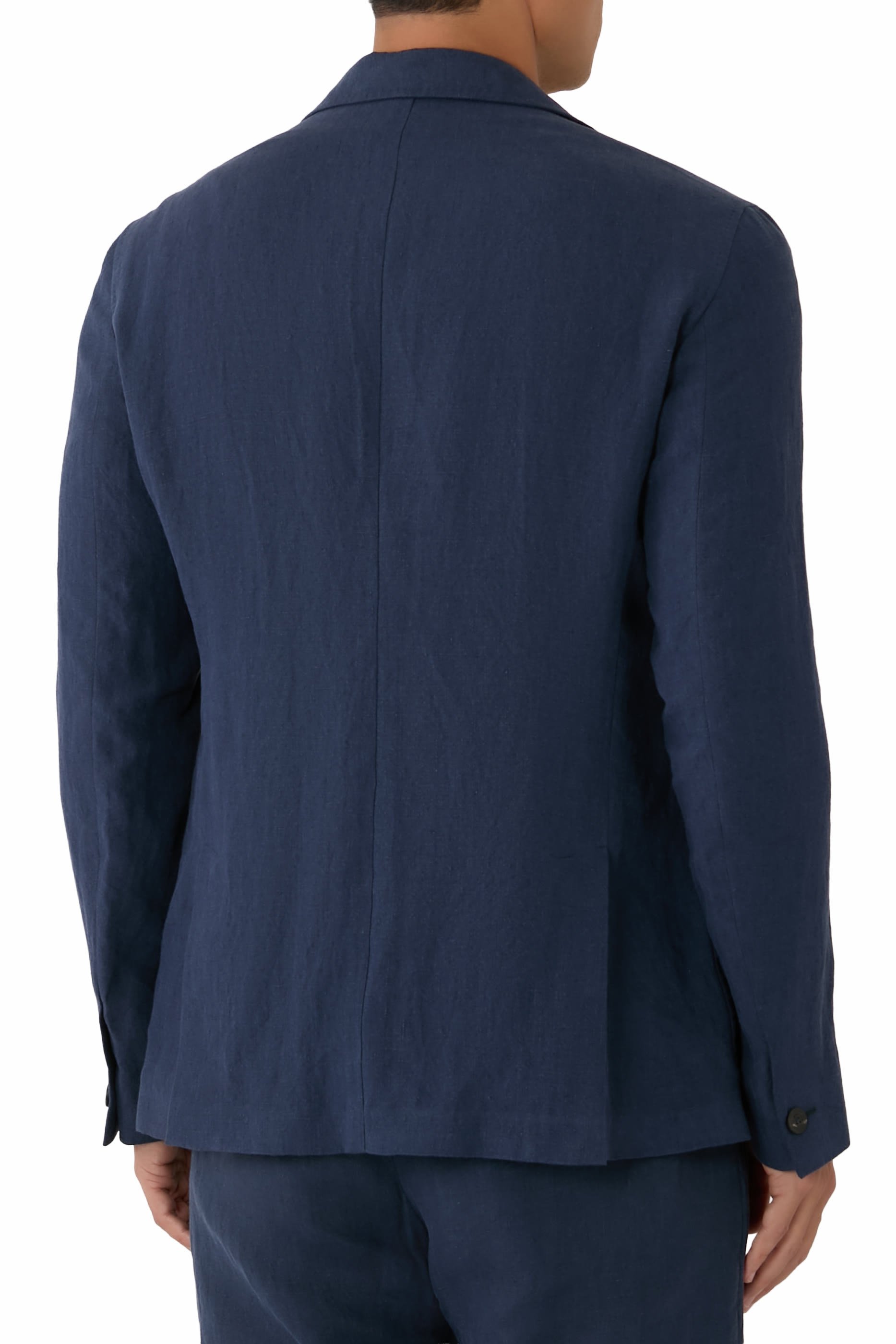 جاكيت بصف أزرار كتان بلون باهت