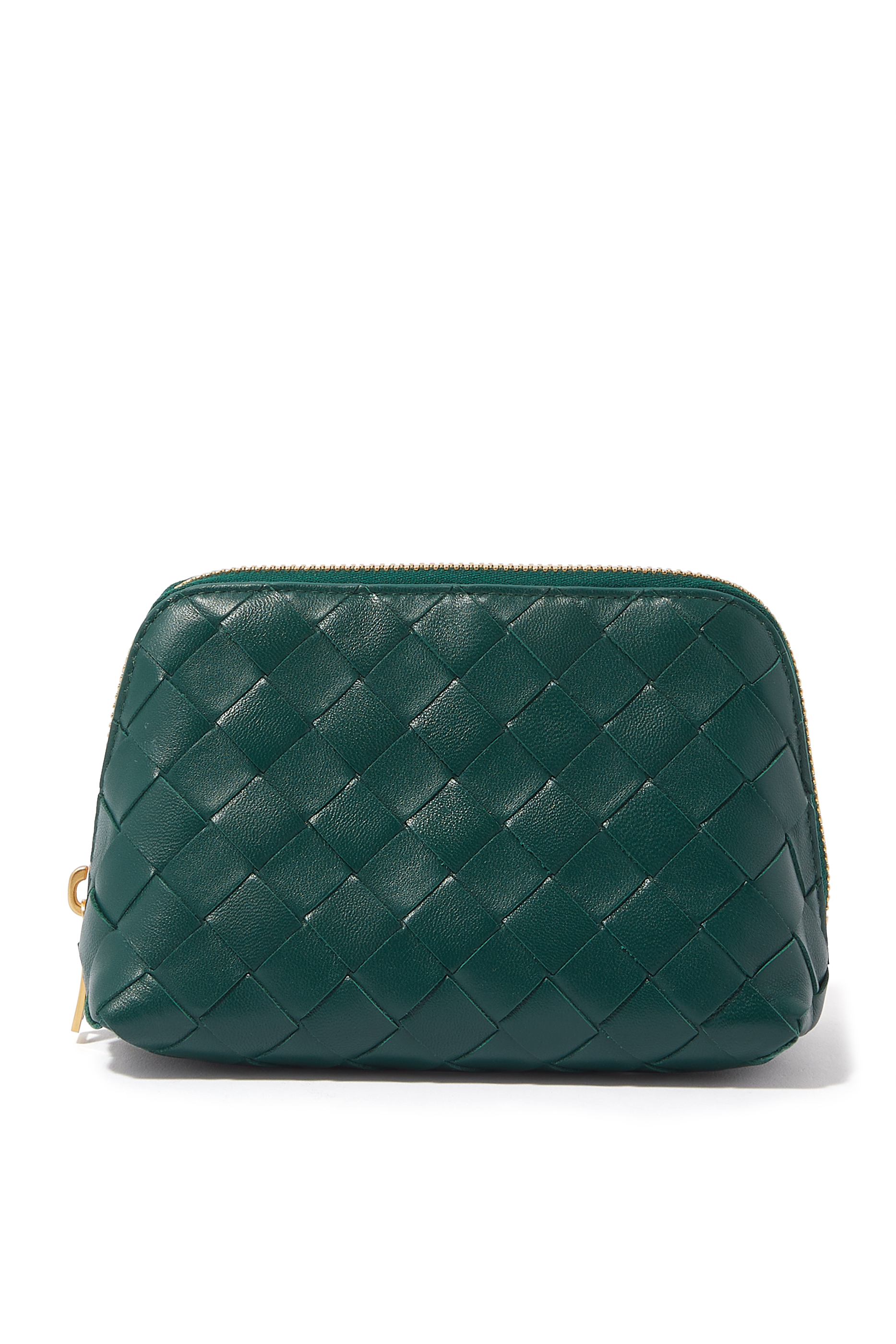 حقيبة مستحضرات التجميل صغيرة بتصميم نصف دائري مجدول