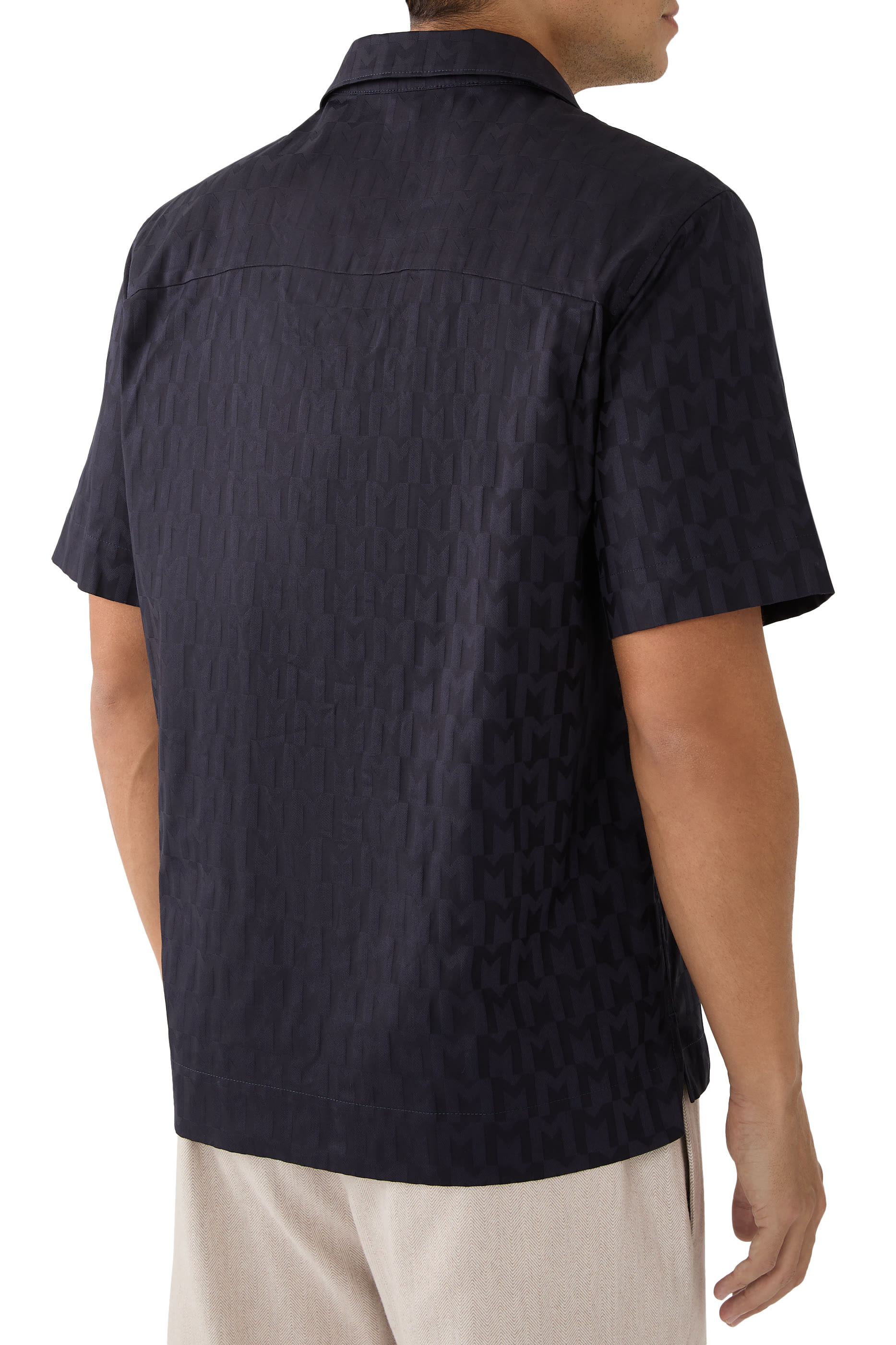 قميص بنقشة حرف شعار الماركة جاكار قطن