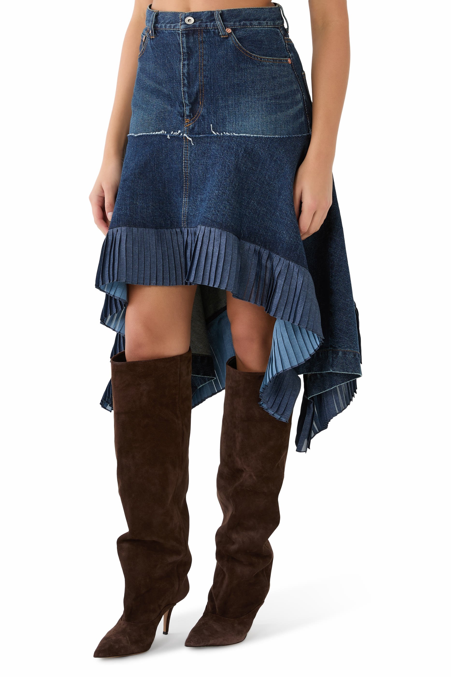 تنورة بتصميم غير متماثل دنيم