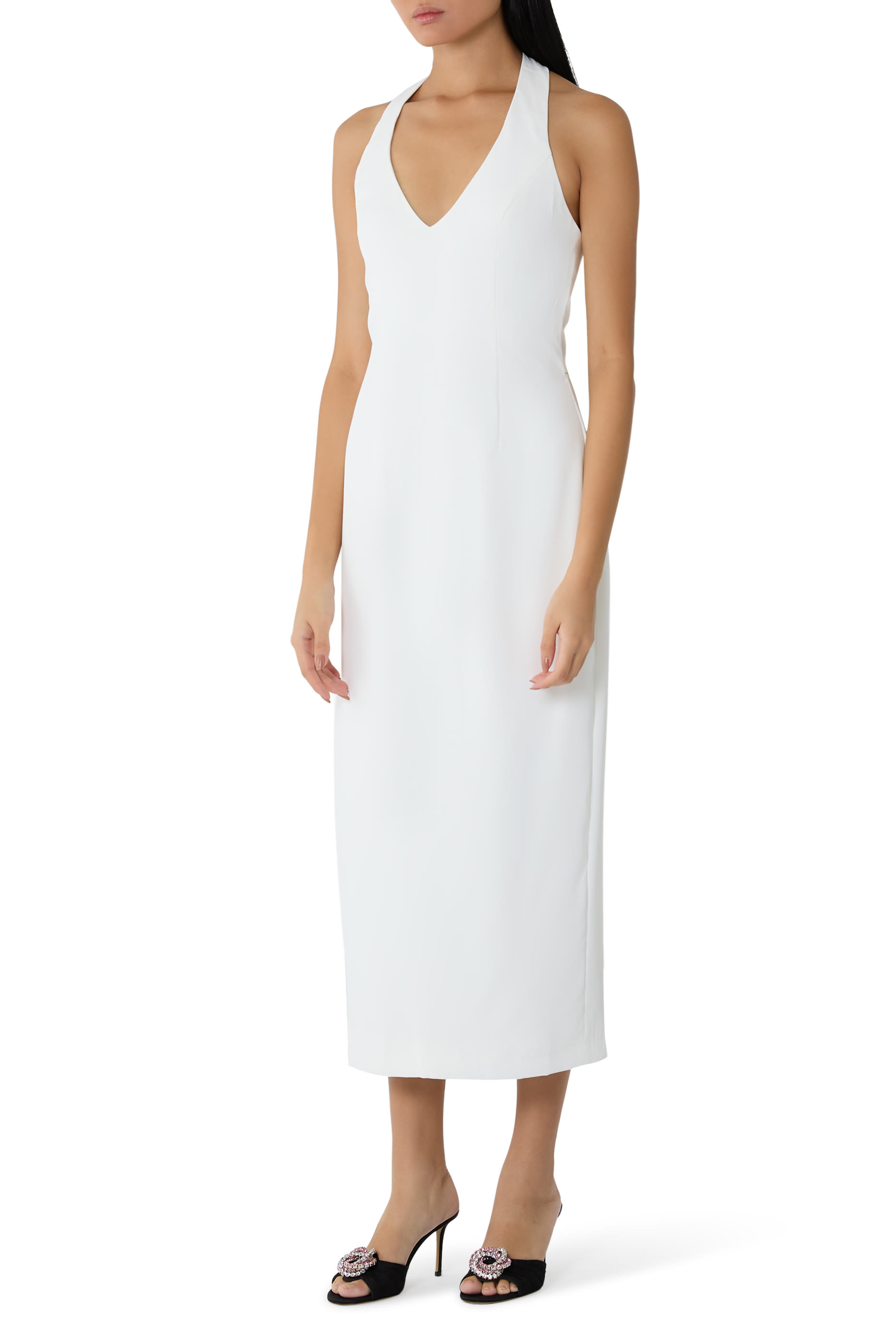 فستان التميت ميوز متوسط الطول بياقة V