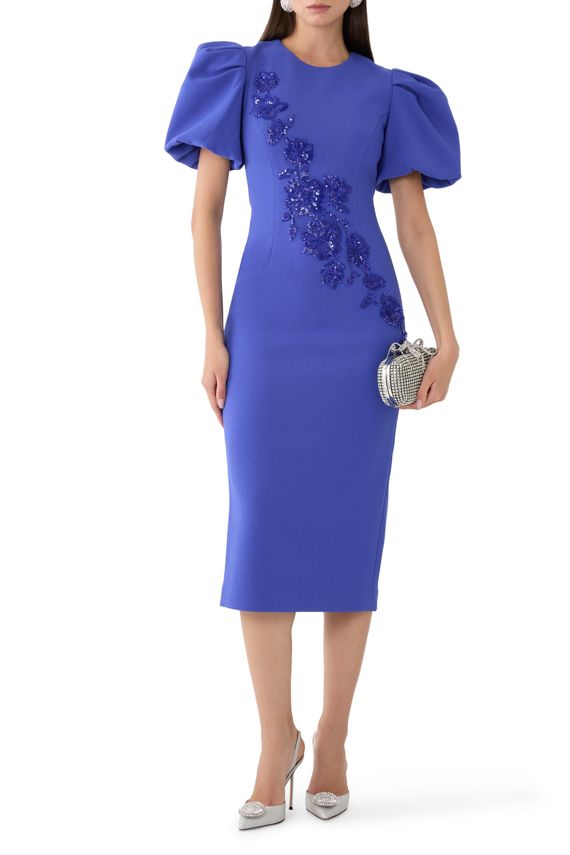 فستان إيفولت متوسط الطول بأكمام منفوخة