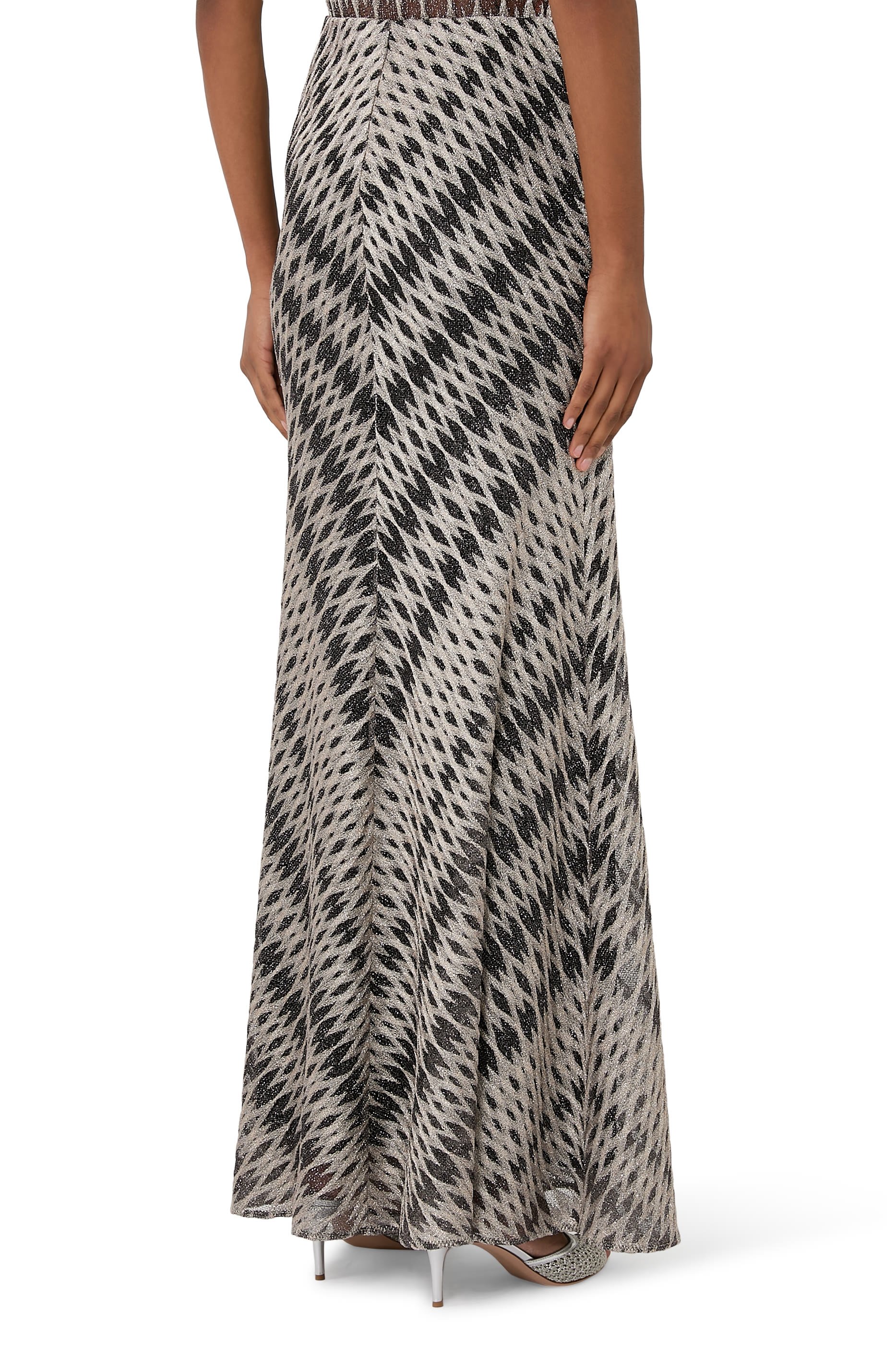 تنورة طويلة بنقشة معينات بارزة الملمس مزيج فيسكوز