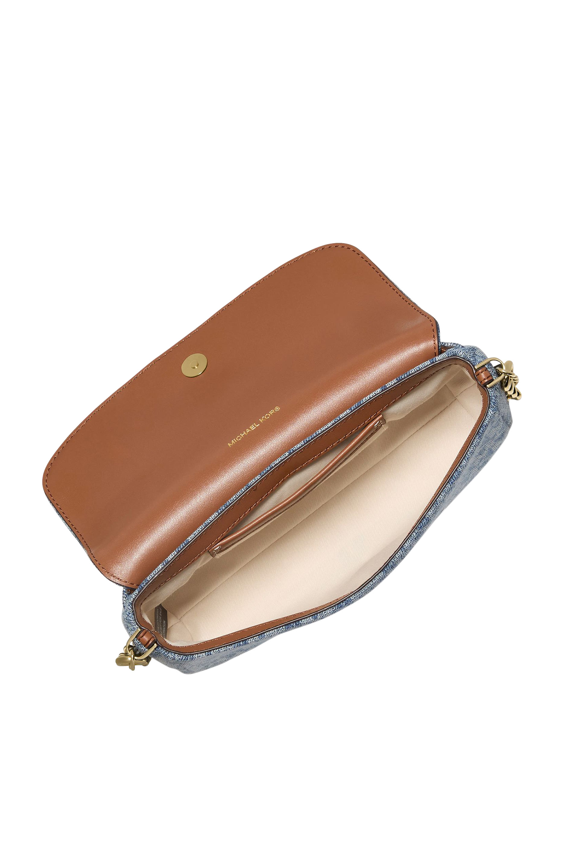 حقيبة كروس نوليتا صغيرة قماش دنيم بنقشة شعار جاكار