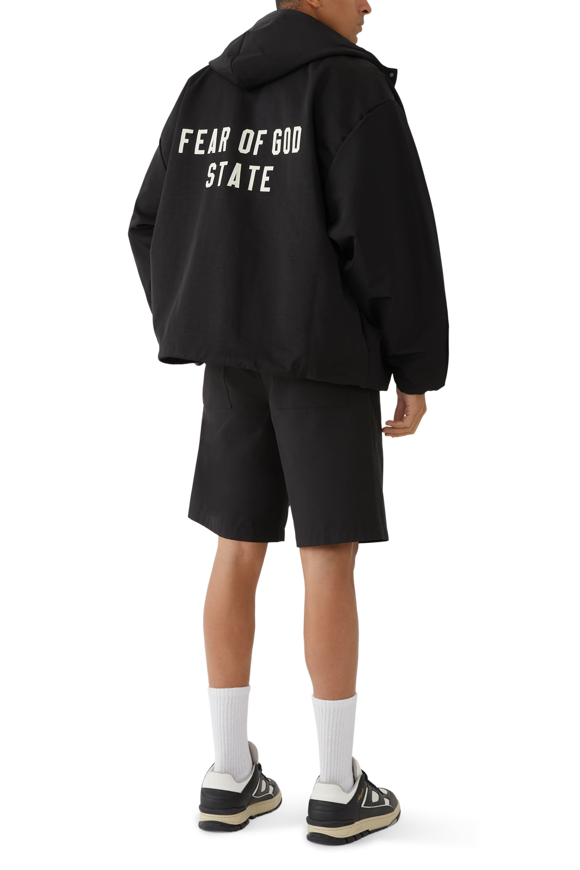 جاكيت كوتشز بغطاء رأس نايلون بارز الملمس