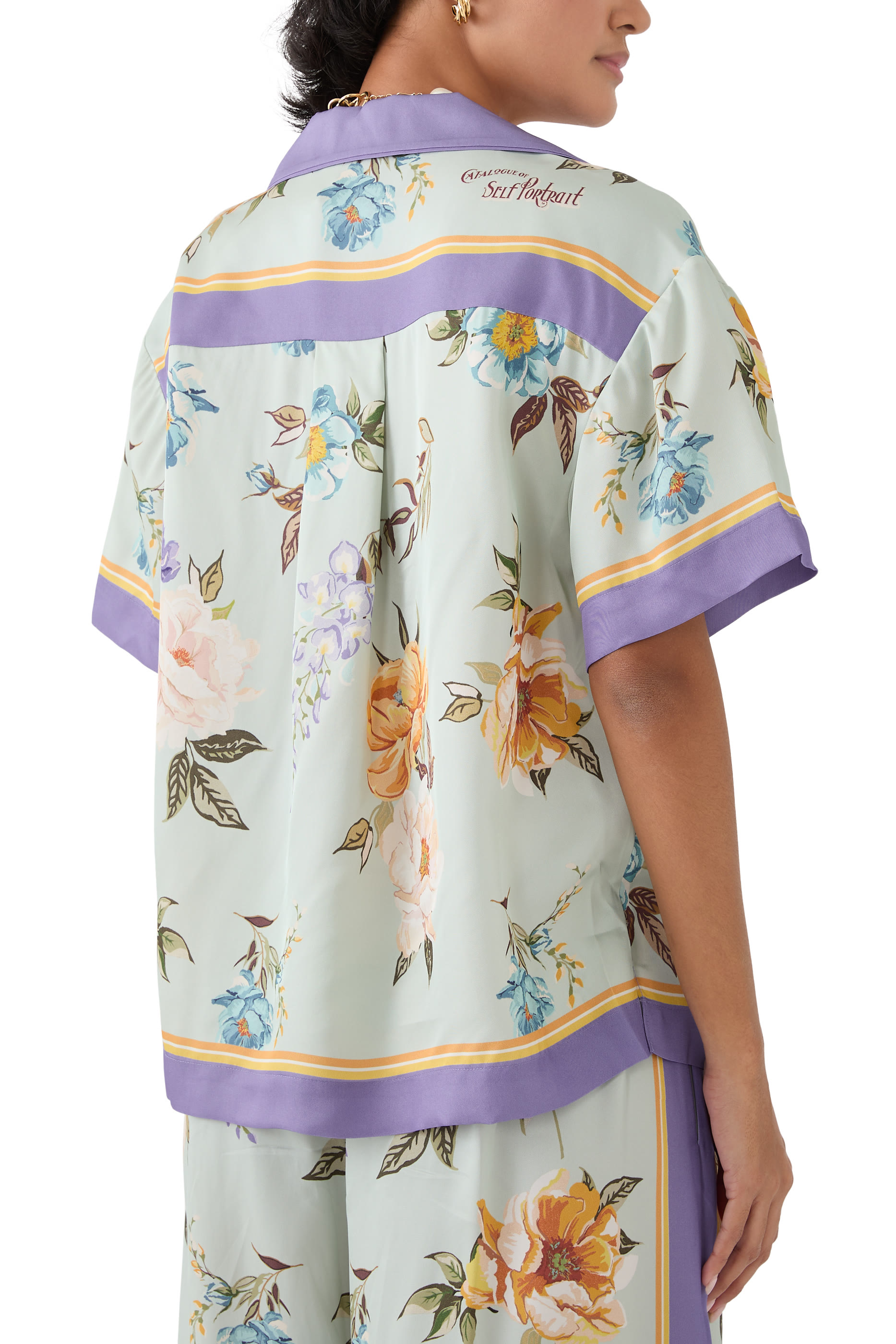 قميص بنقشة زهور حرير تويل