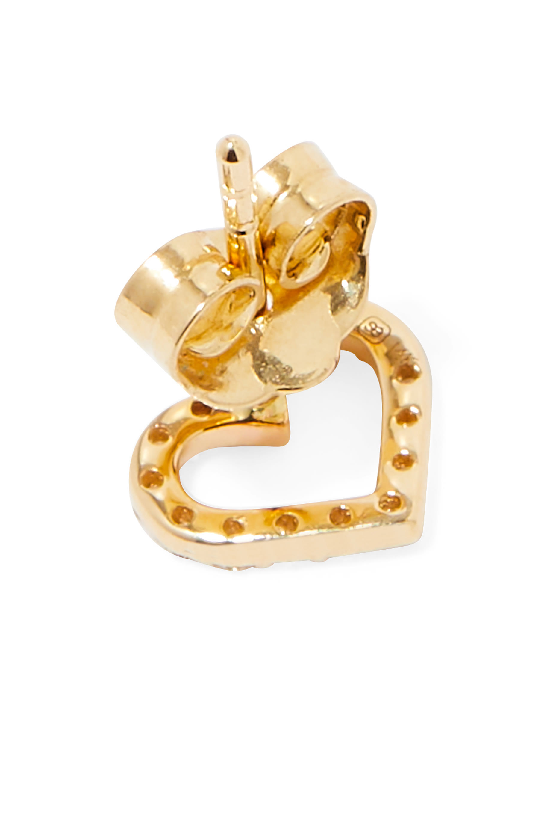 قرط بتصميم قلب مفتوح مرصع بالماس ذهب عيار 14