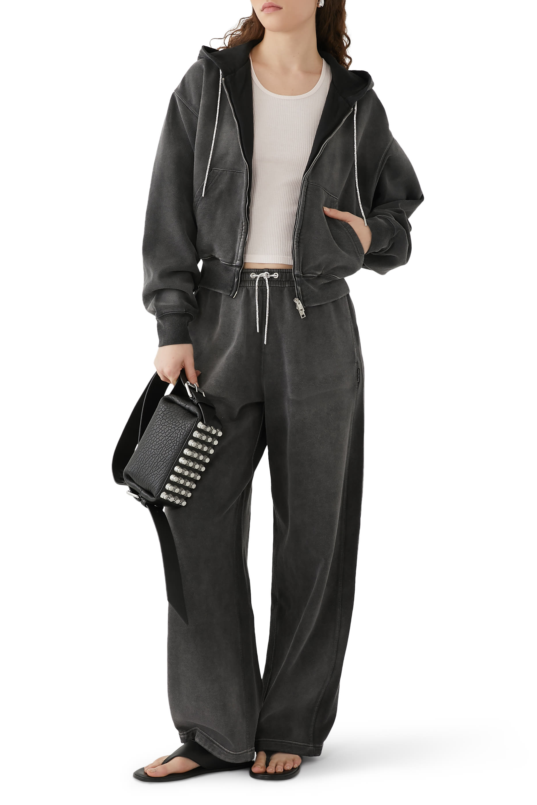 هودي قصير برباط مرصع بكريستال مثبت حراريا