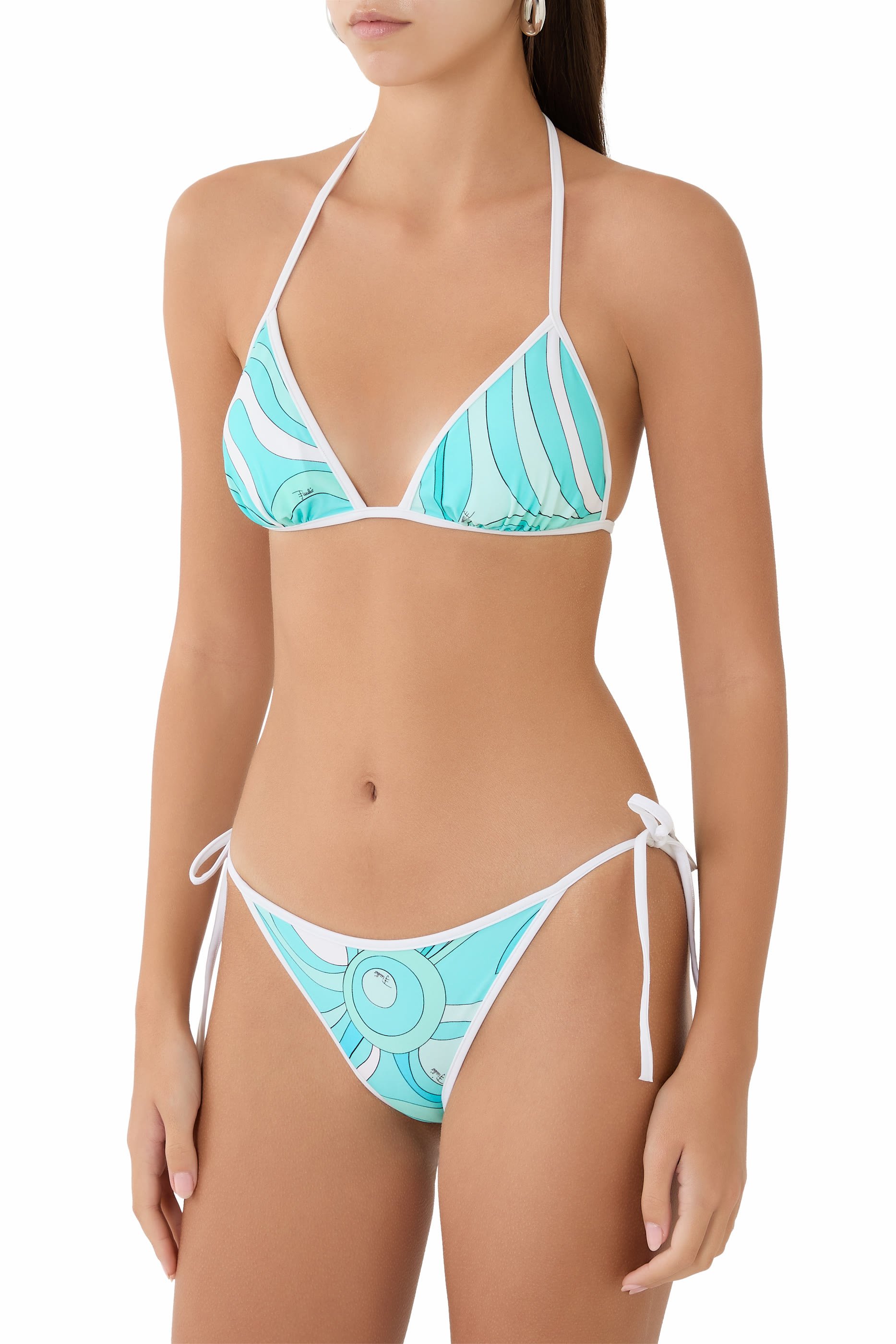 قطعة بيكيني سفلية بطبعة مارمو وربطات عند الجوانب
