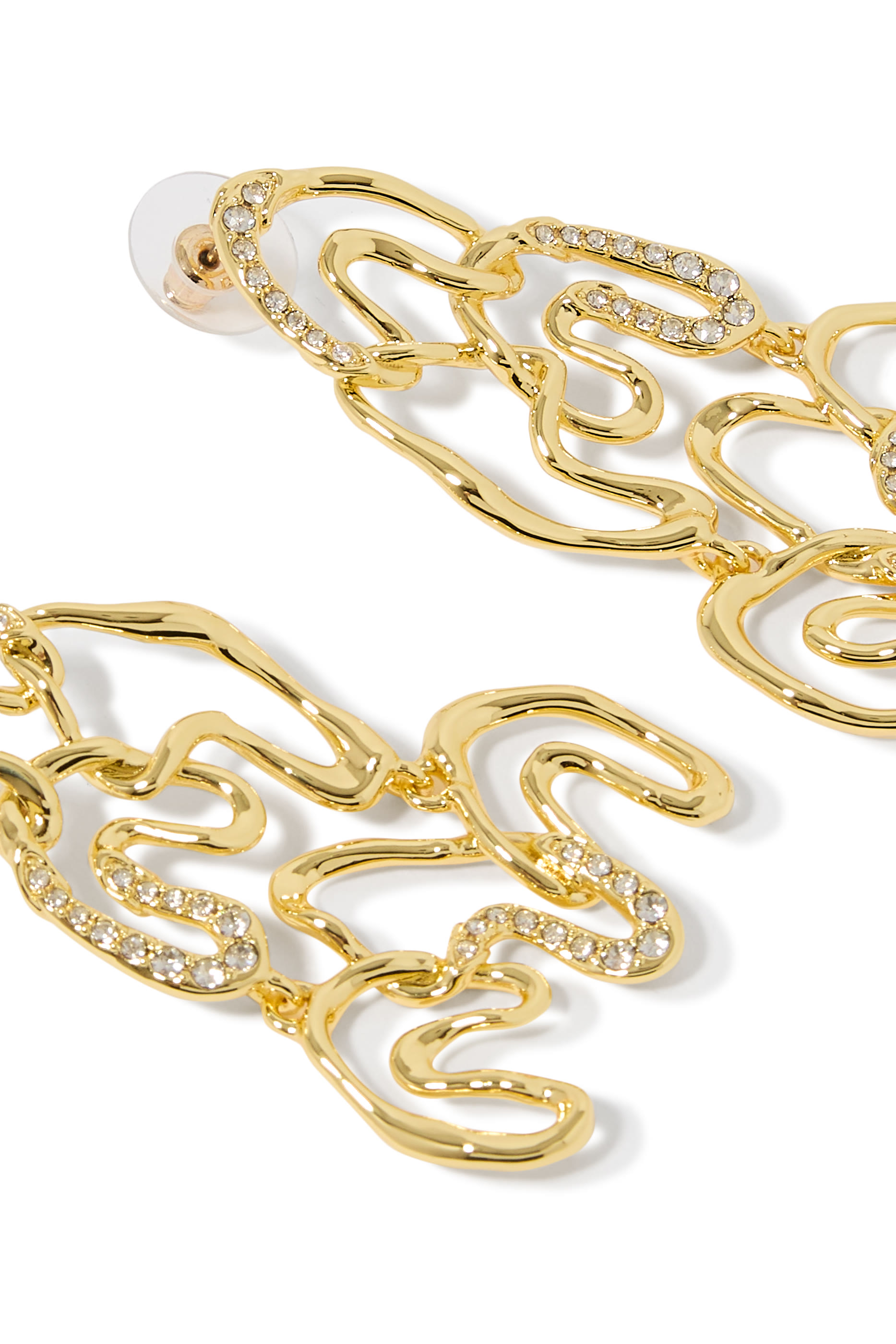 أقراط سولاناليس كبيرة بتصميم ثريا مرصعة بالكريستال، نحاس مطلي بذهب عيار 14