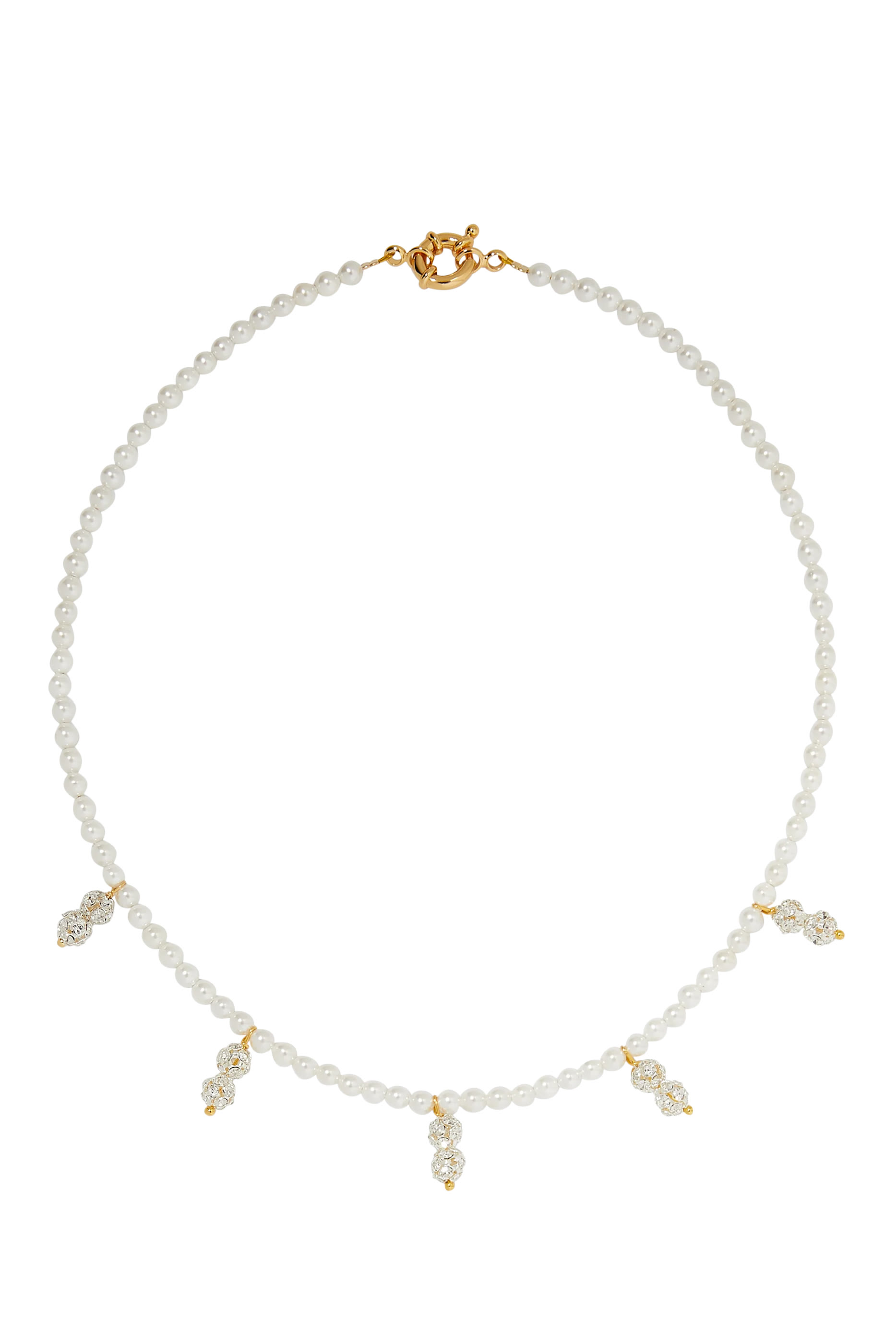 قلادة بدلاية مرصعة بلؤلؤ ومزينة بخمسة كريستالات