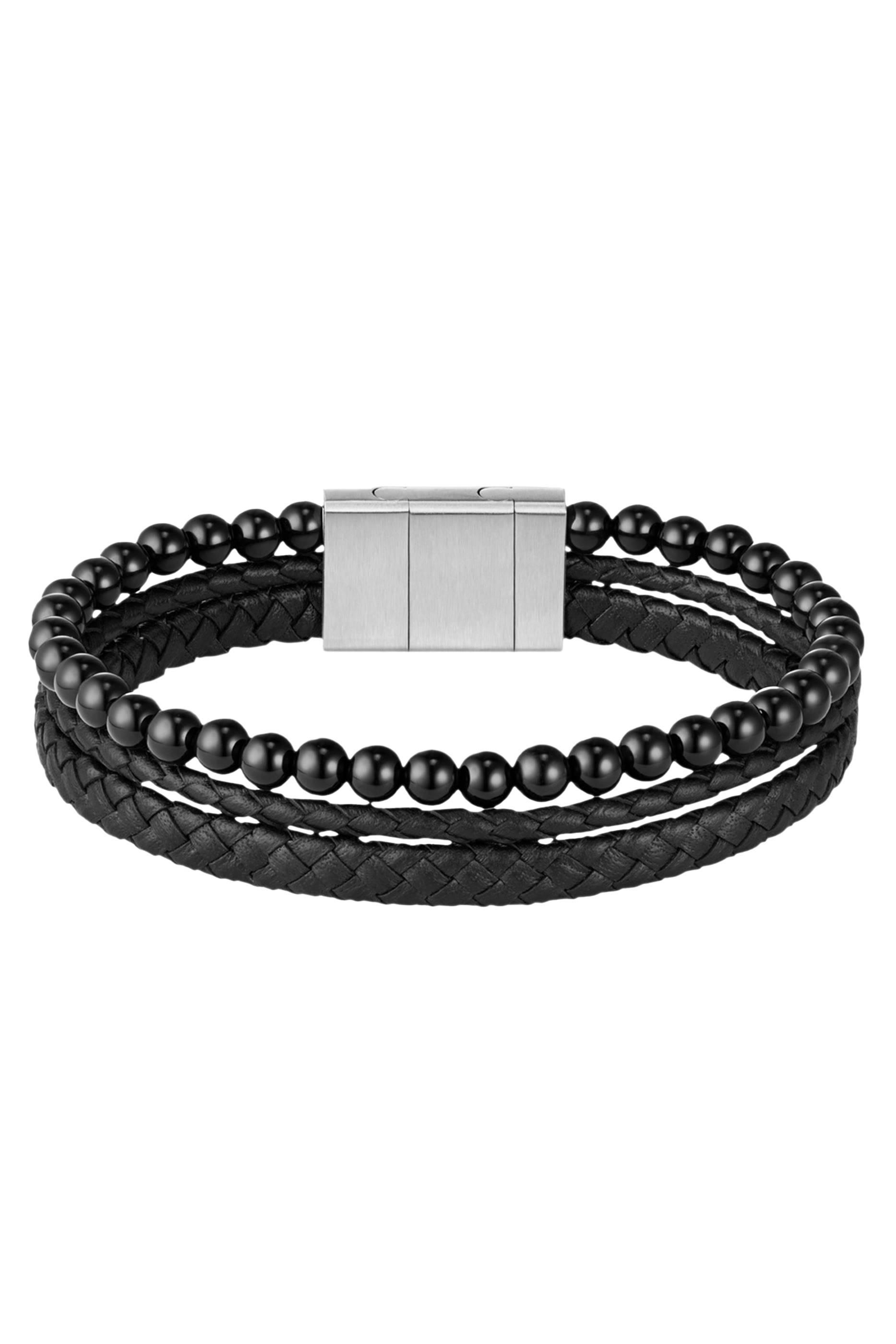 سوار بتصميم مجدول بخرز عين النمر، جلد