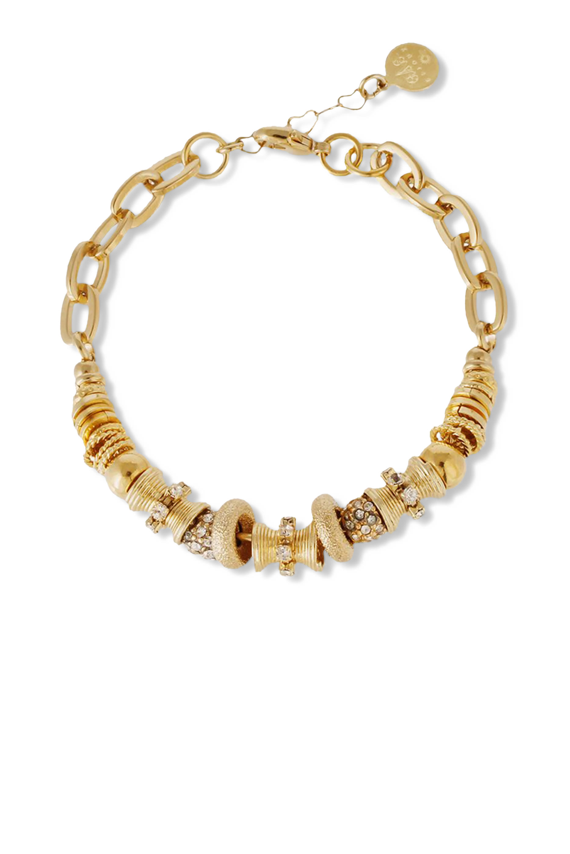 سوار سلسلة مرصع بكريستال ماركيز  معدن مطلي بالذهب