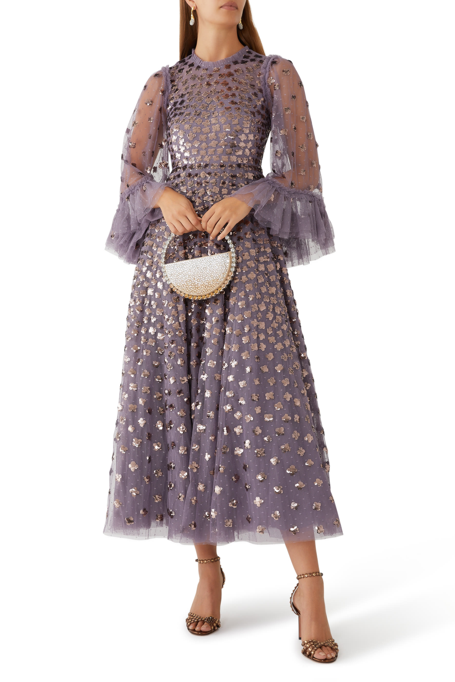 فستان سهرة جليسن بطول الكاحل بأكمام طويلة