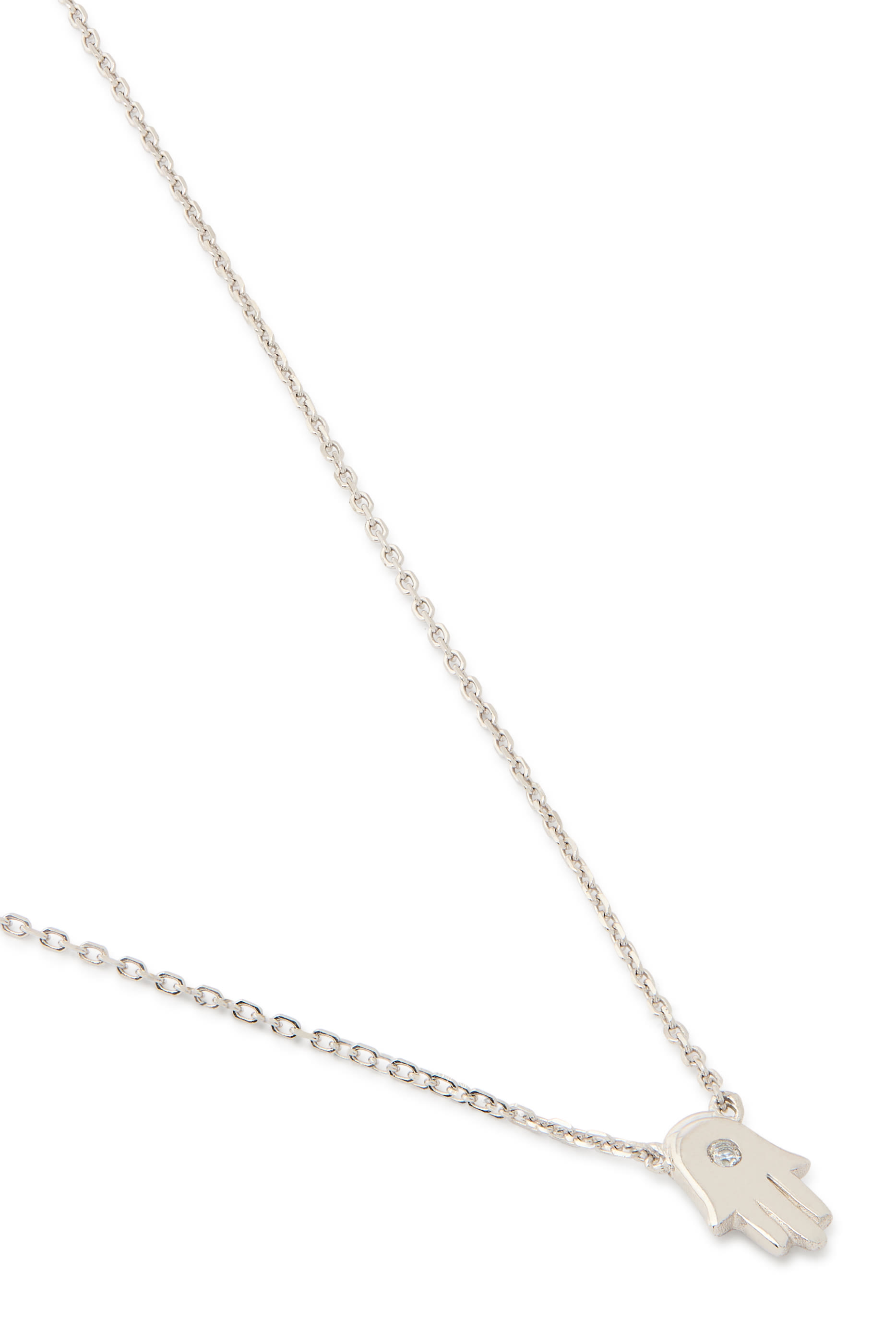 Hamsa Pave Necklace, Gold Plated & Cubic Zirconia