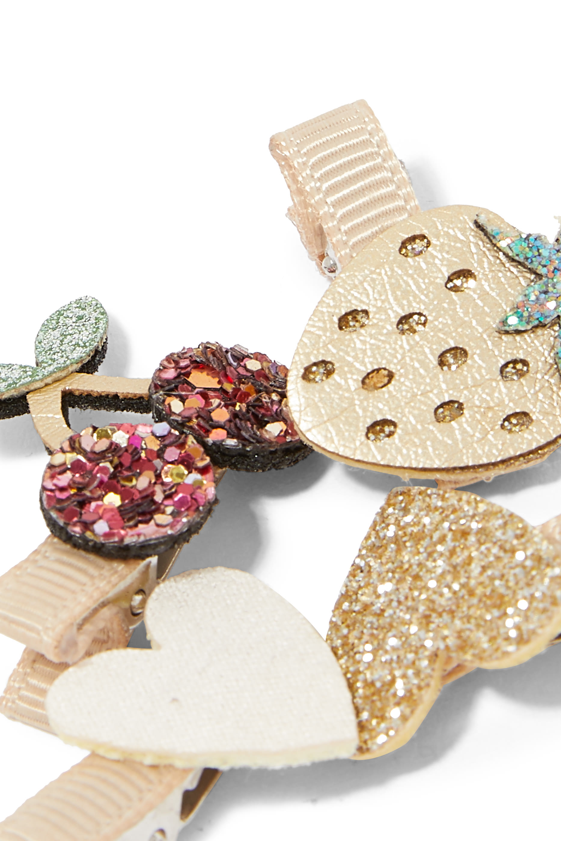 طقم مشابك شعر بتصميم فواكه وقلوب للأطفال، 8 قطع