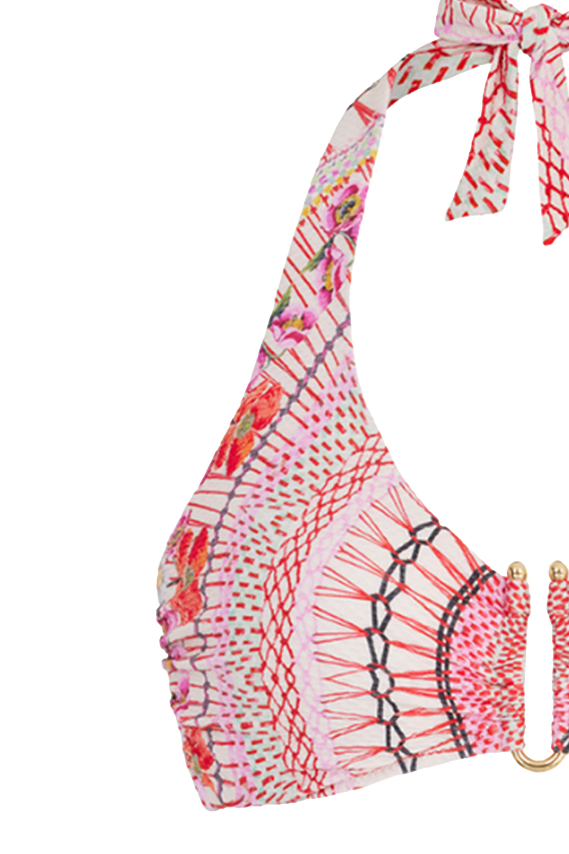 بلوزة اكس تمبرلي لندن بتصميم على شكل حرف U بننقشة رمان ورباط حول العنق