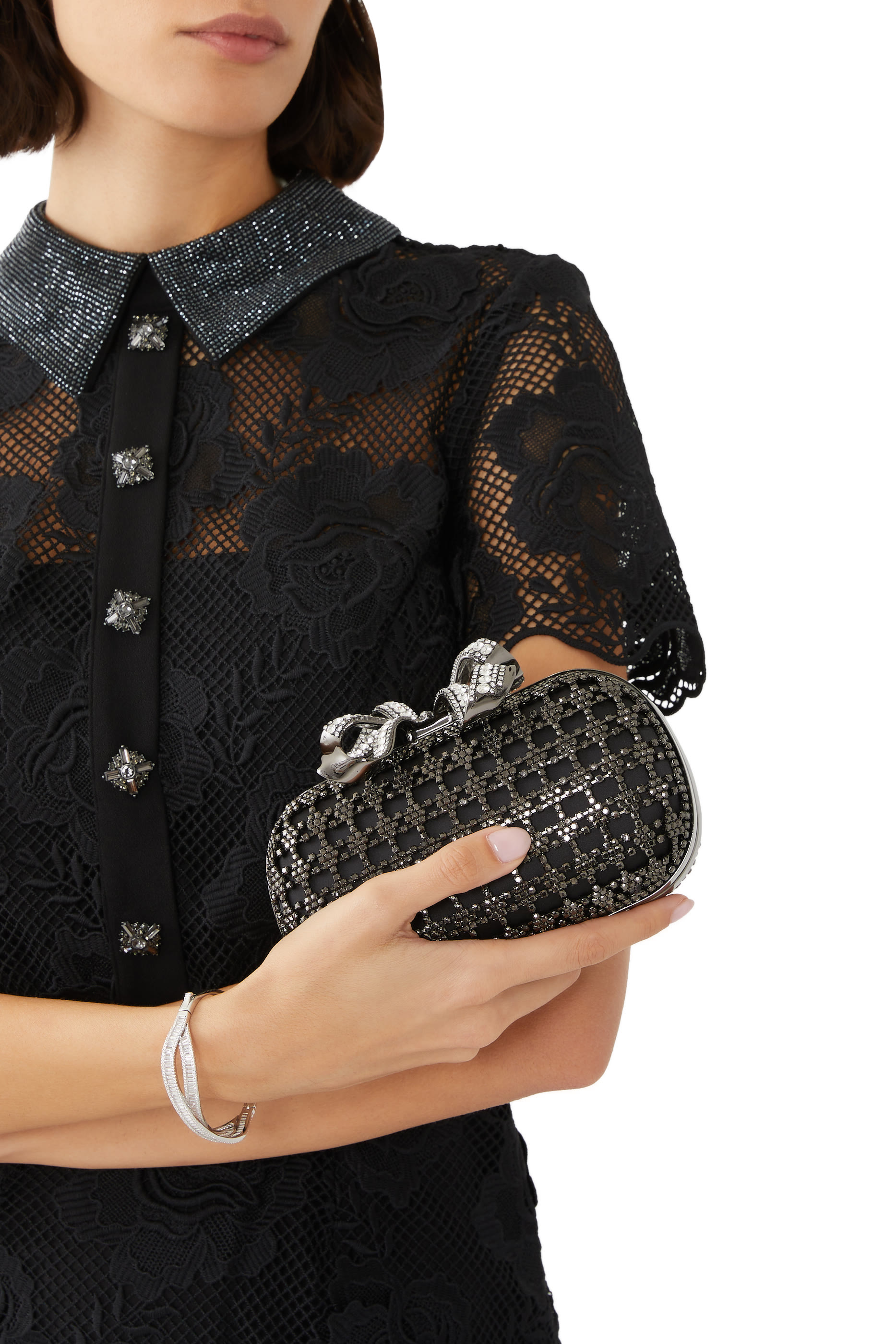 حقيبة كلاتش مرصعة بكريستال