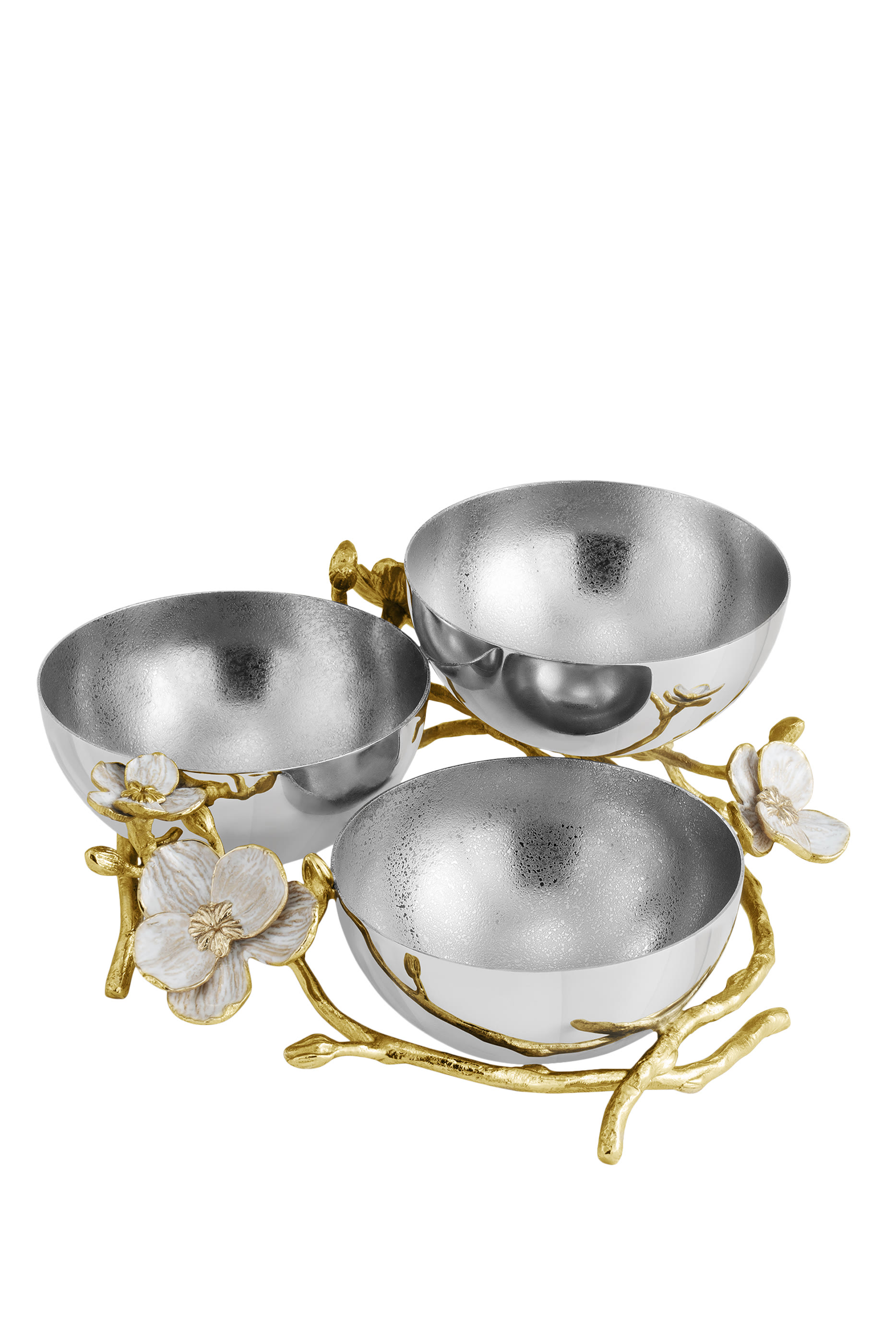 وعاء ثلاثي منخفض بزهور أوركيد