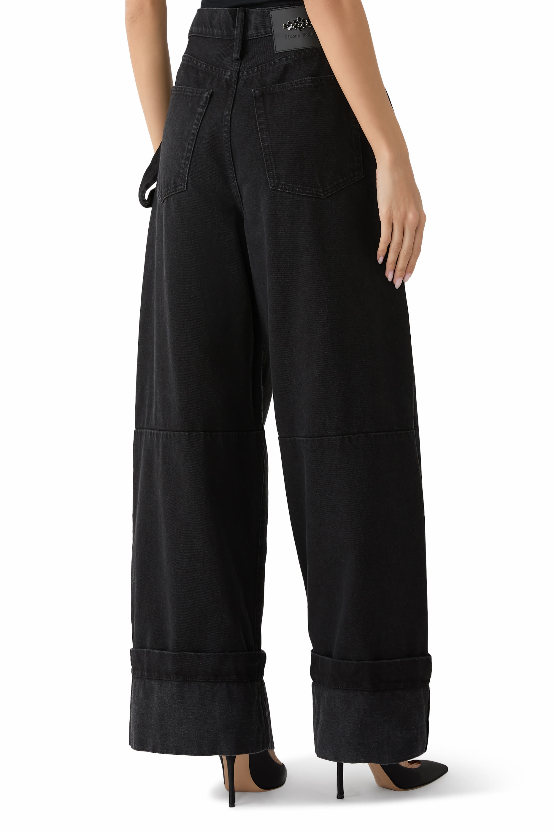 بنطال جينز بادل بقصة ساق واسعة