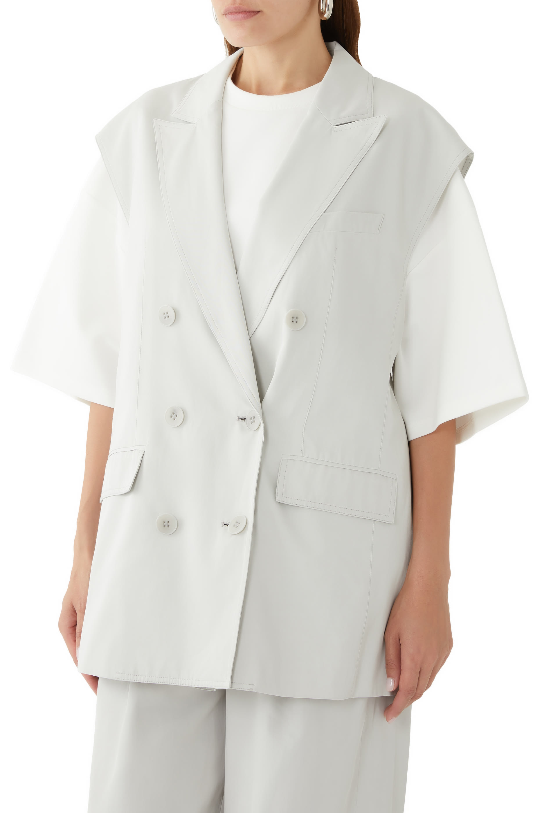 فيست بدلة درابيه بقصة فضفاضة وصفي أزرار