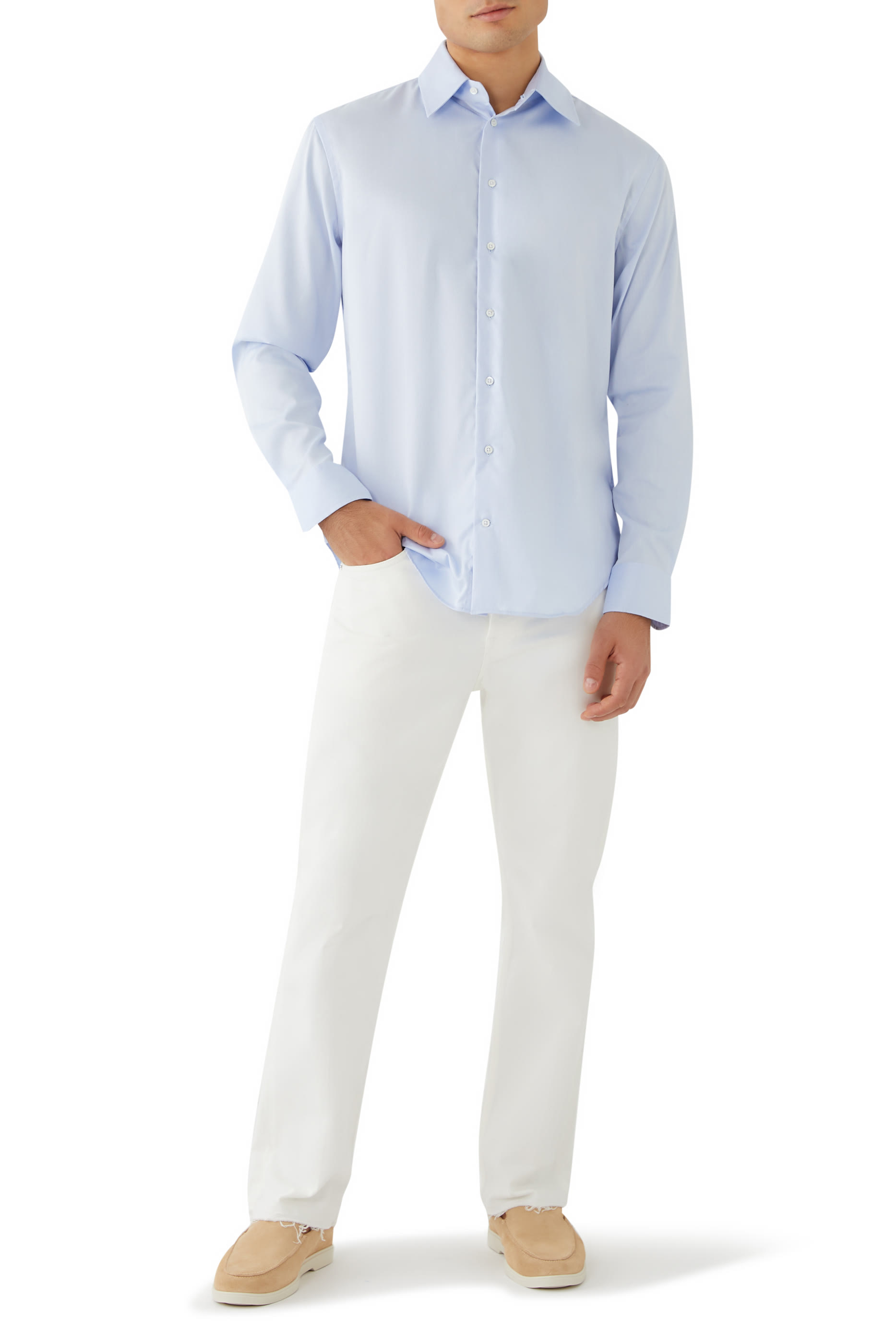 قميص بأكمام طويلة قطن