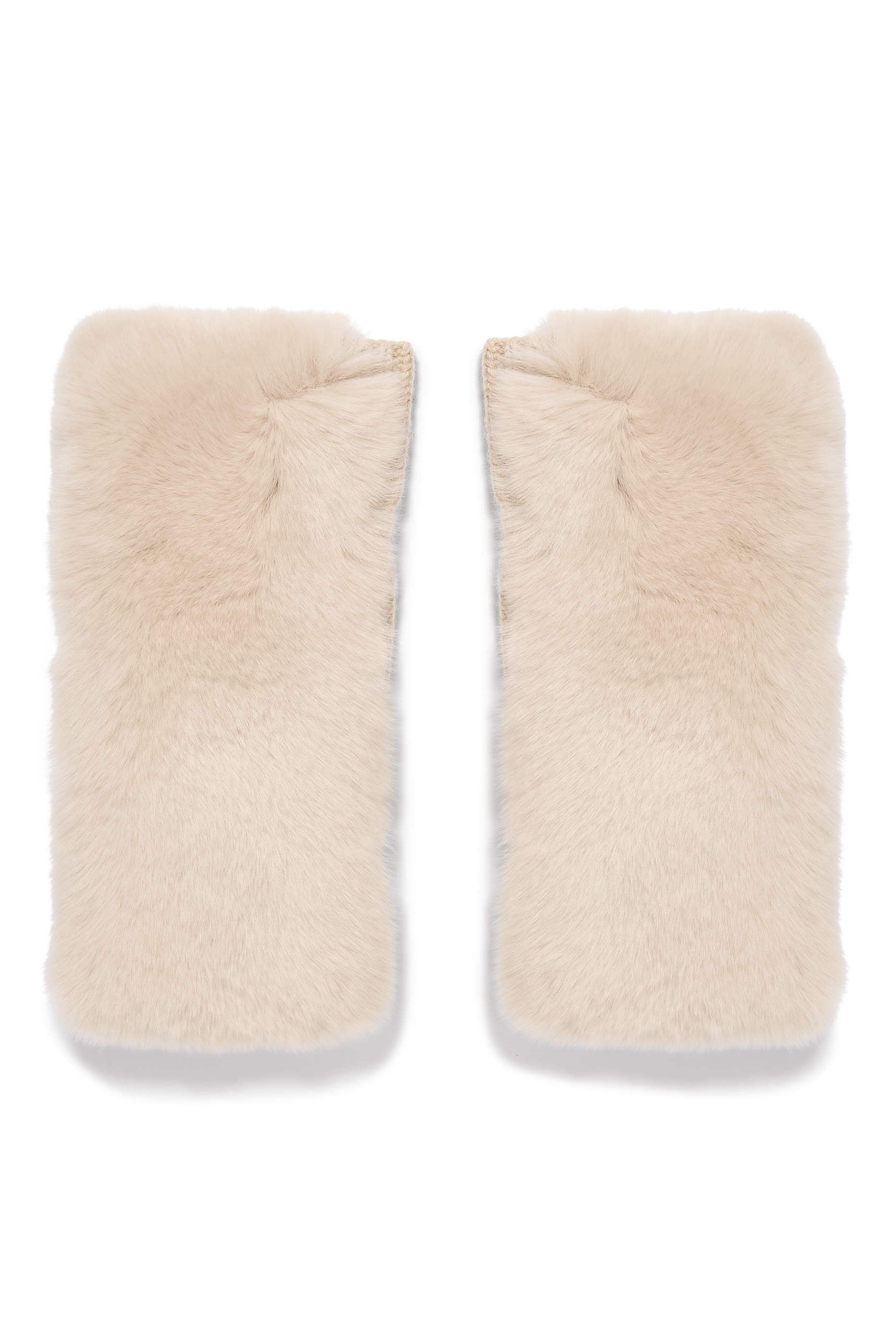 قفازات بلا أصابع نسيج كشمير وصوف وفرو أرنب ريكس