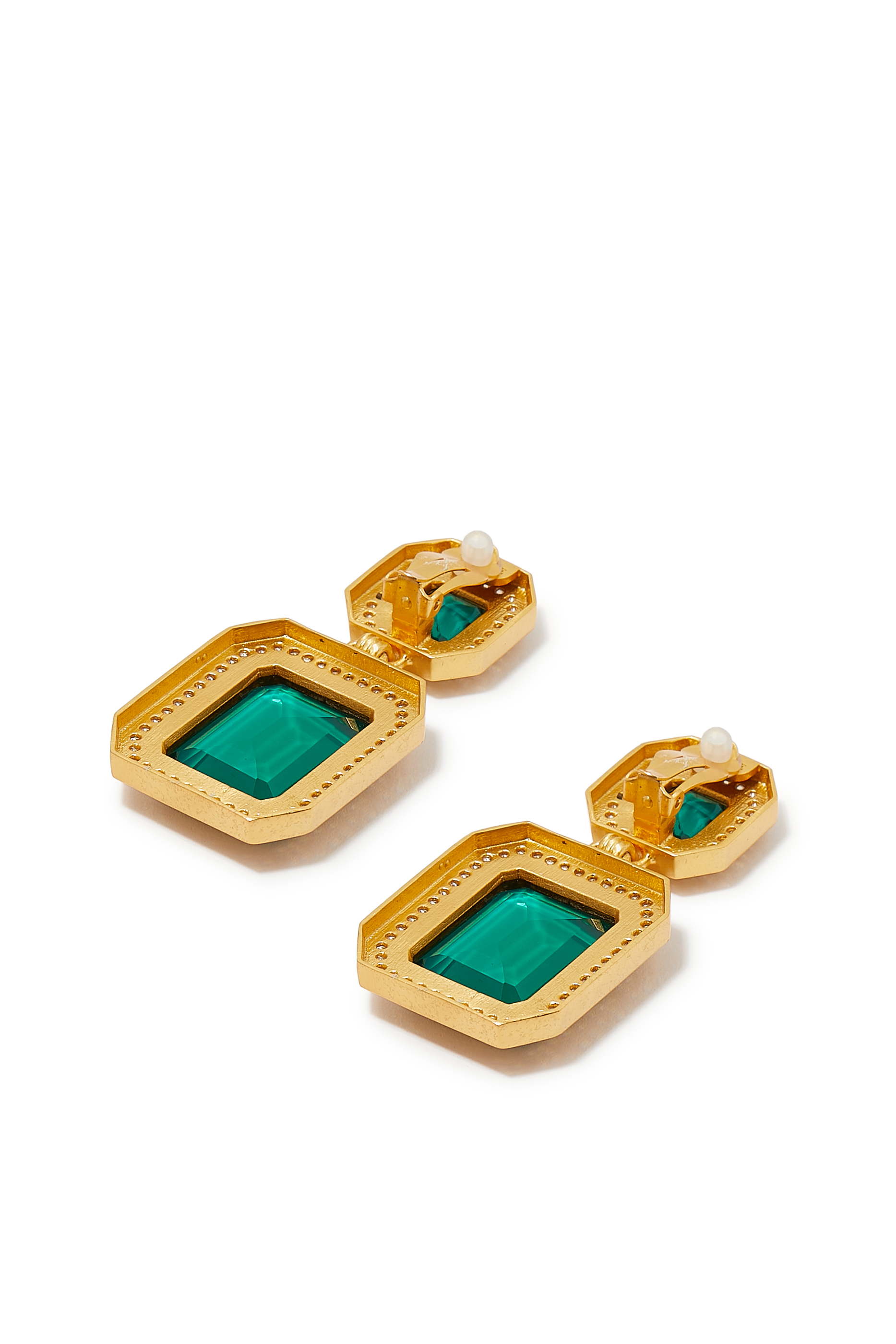 أقراط جينيفر باسيفيك مرصعة بكوارتز الياقوت والكريستال نحاس مطلي بذهب عيار 24 قيراط بسمك الميكرون