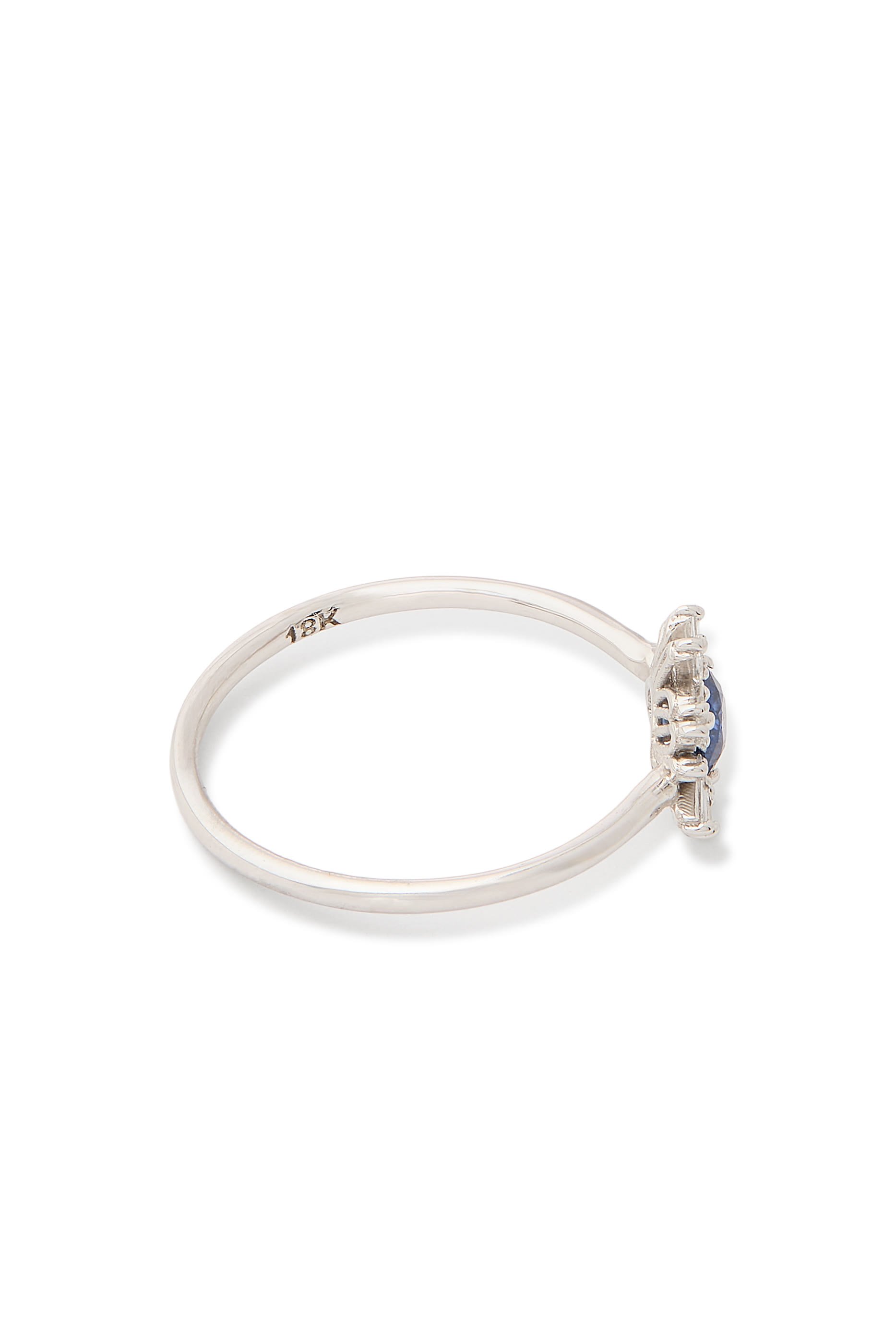 خاتم كوكتيل مرصع بالماس والياقوت، ذهب أبيض عيار 18