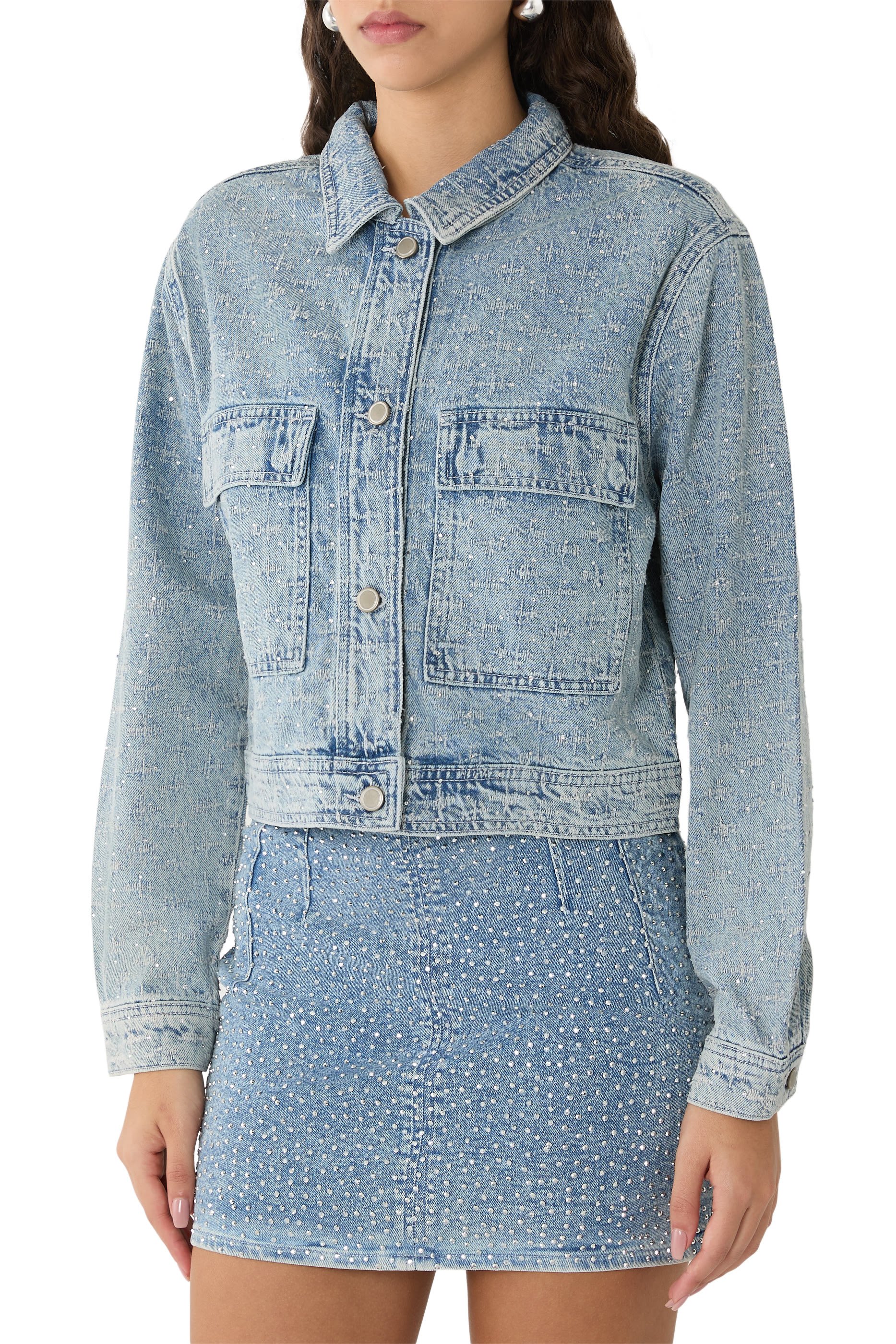 جاكيت دنيم مزين بكريستال