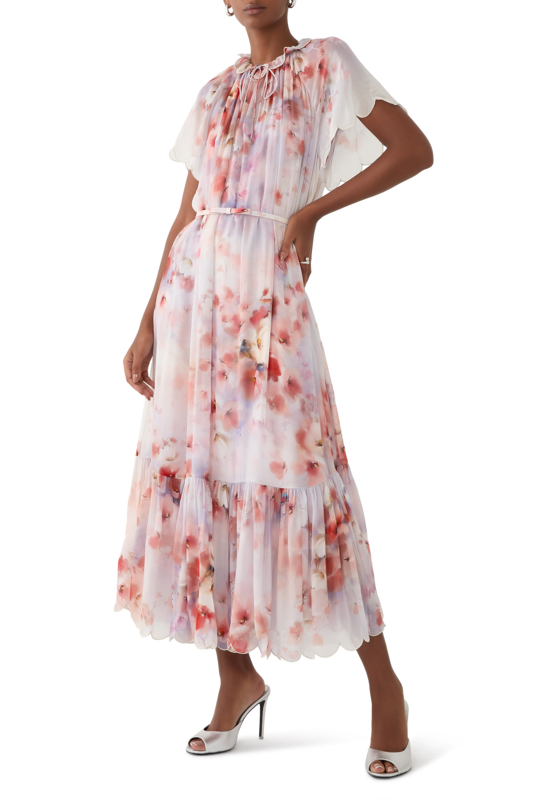 فستان كراش متوسط الطول أكمام واسعة