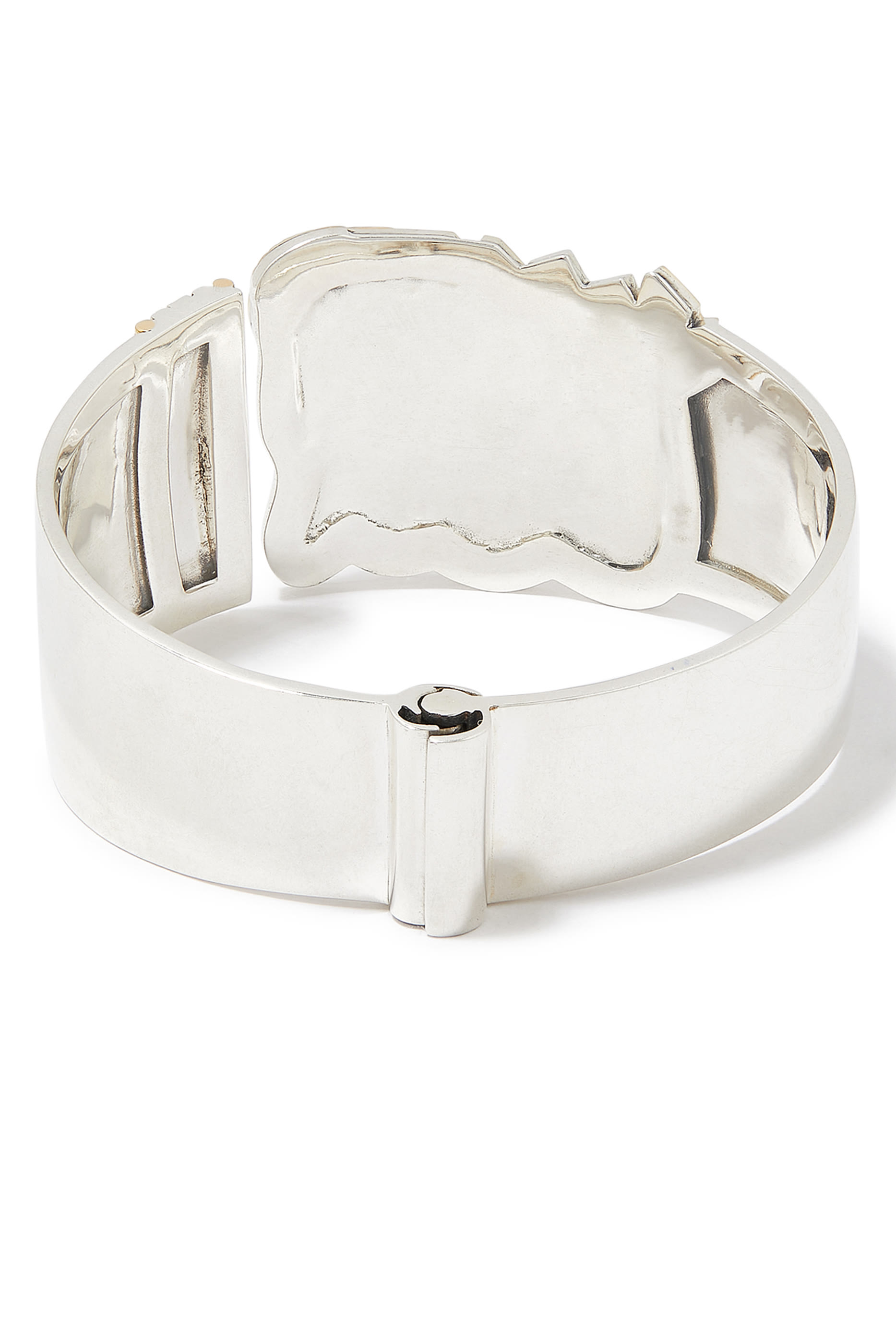 سوار بدلاية محفورة بكلمة سعادة مرصعة بالماس فضة وذهب عيار 18