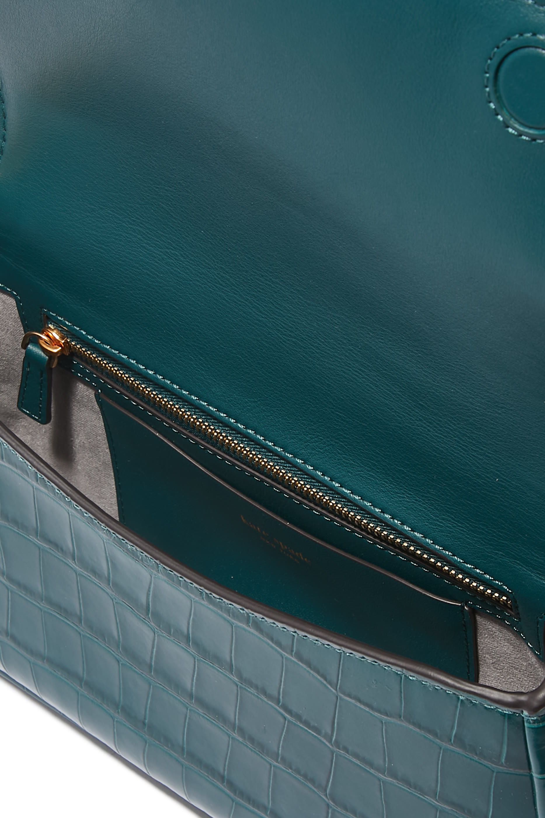 حقيبة كتف غرامرسي صغيرة بغطاء قلاب جلد بنقشة جلد التمساح