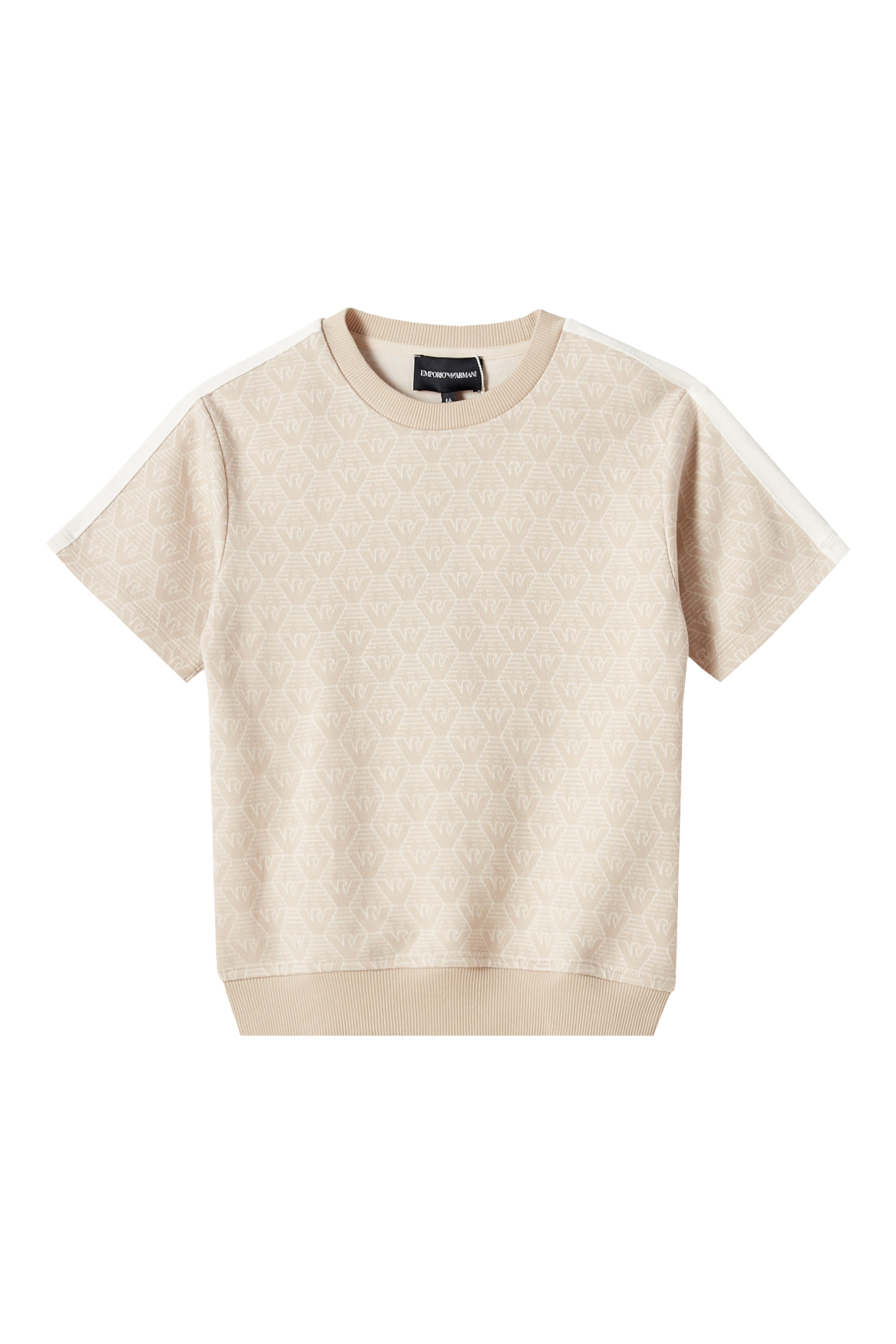 تيشيرت بنقشة شعار الماركة بالكامل جرسيه جاكار للأطفال