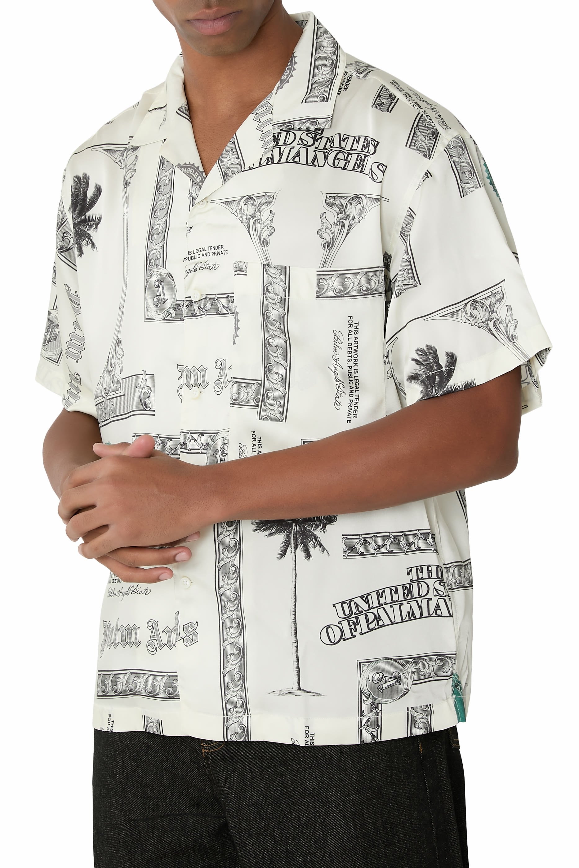 قميص بولينغ مزين بنقشة