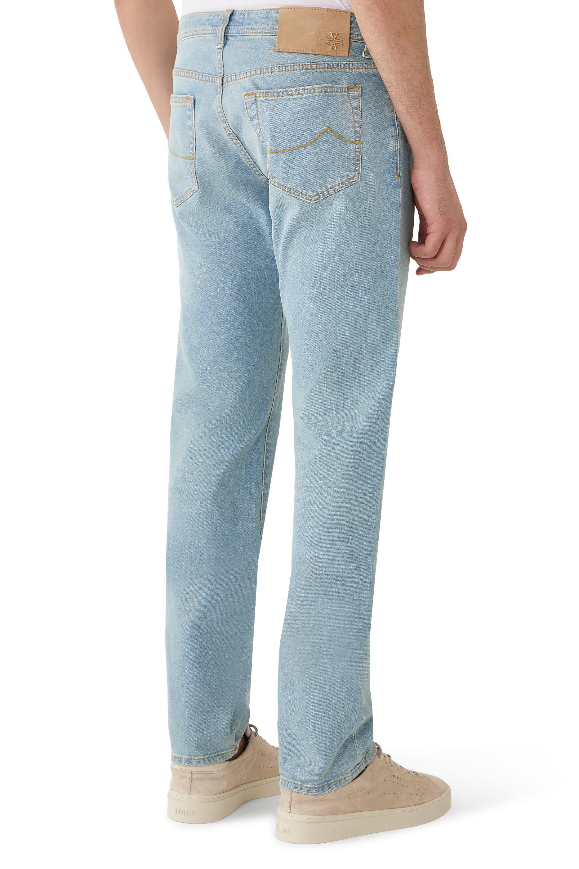 بنطال جينز بارد بقصة ضيقة عادية وخمسة جيوب