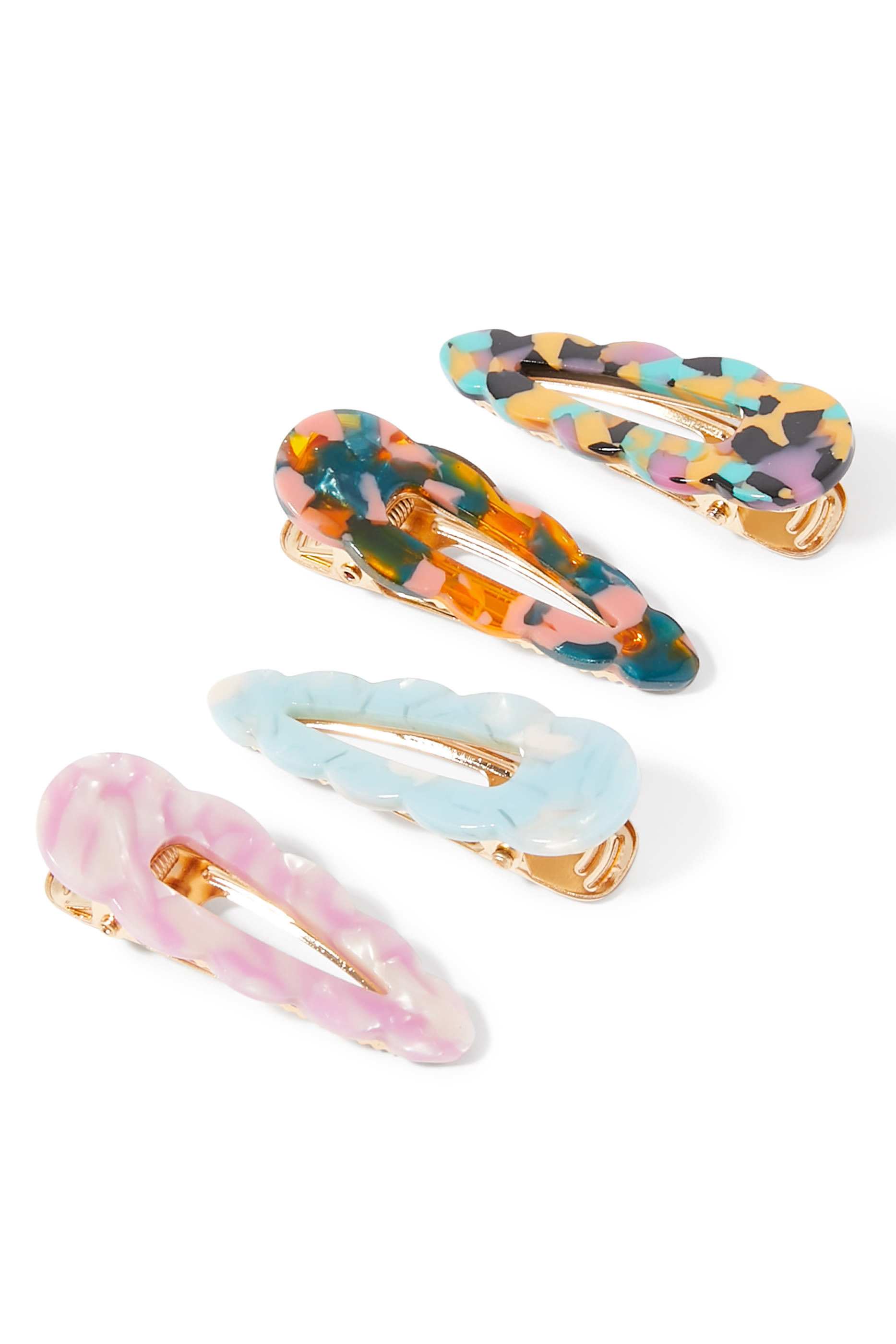 مجموعة مشابك شعر بحافة صدفية أسيتات للأطفال