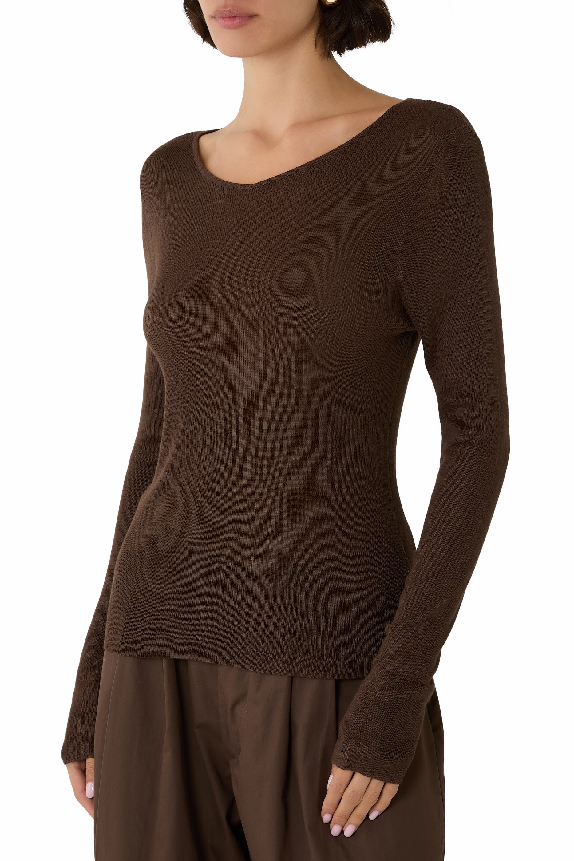 بلوزة بأكمام طويلة منسوجة