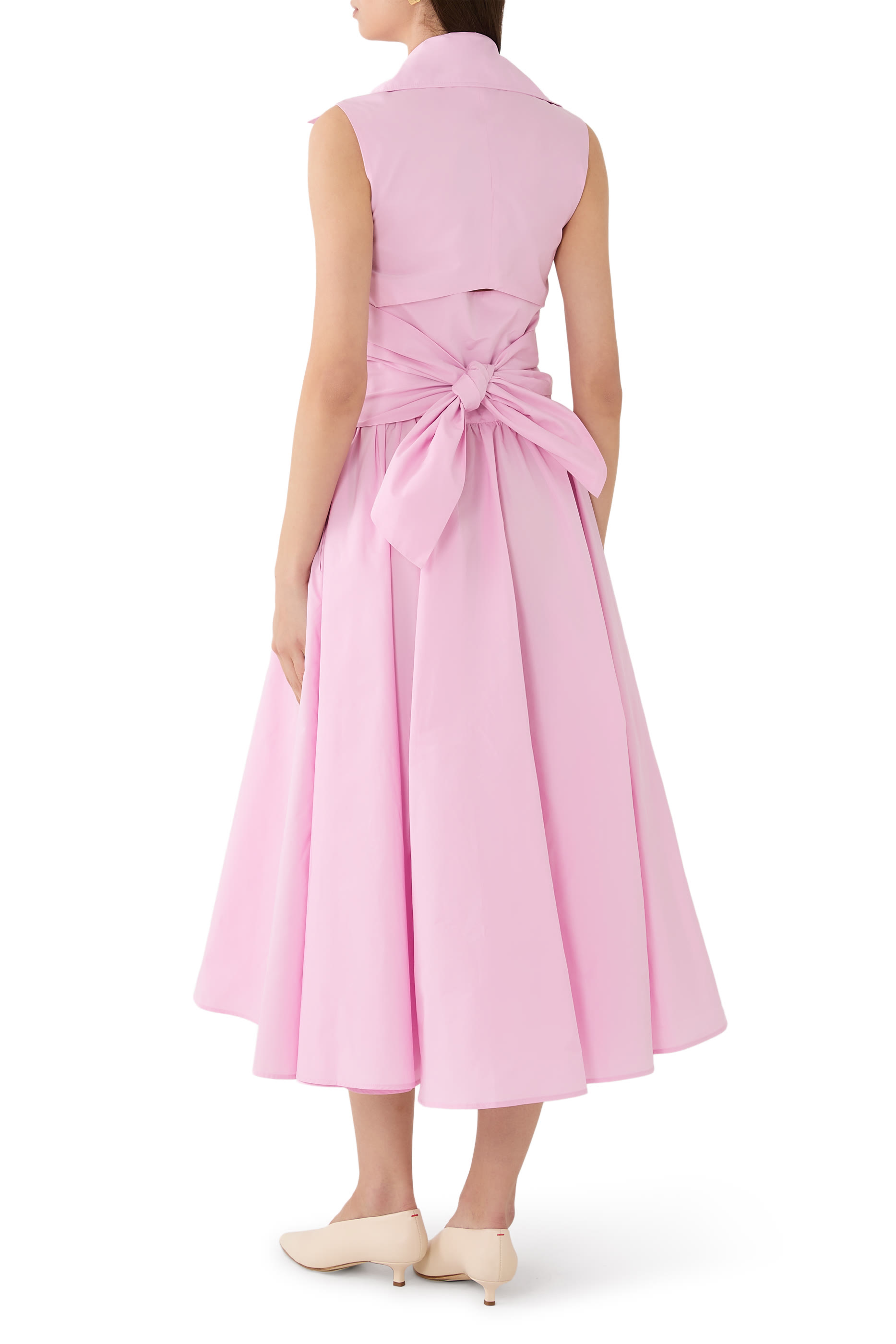 Draped Recycled Faille Midi Dress