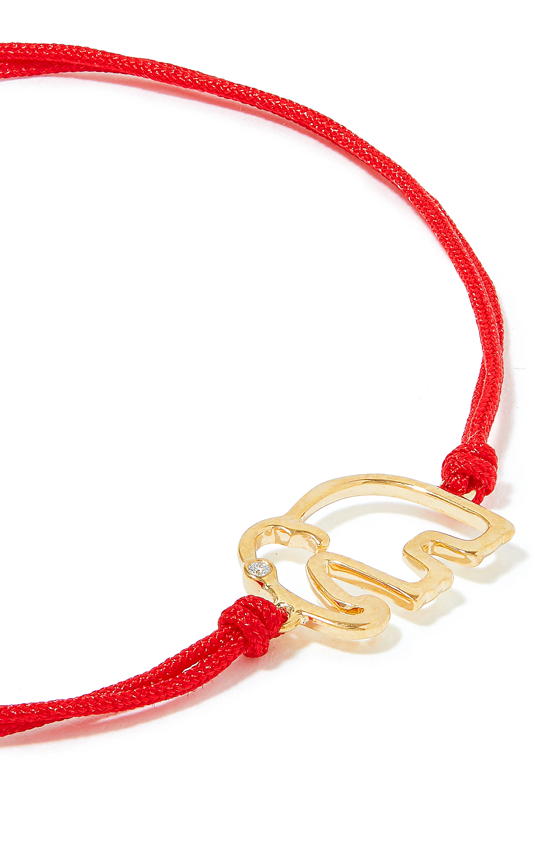 سوار بخيط بحلية فيل مرصعة بالماس ذهب أصفر عيار 9