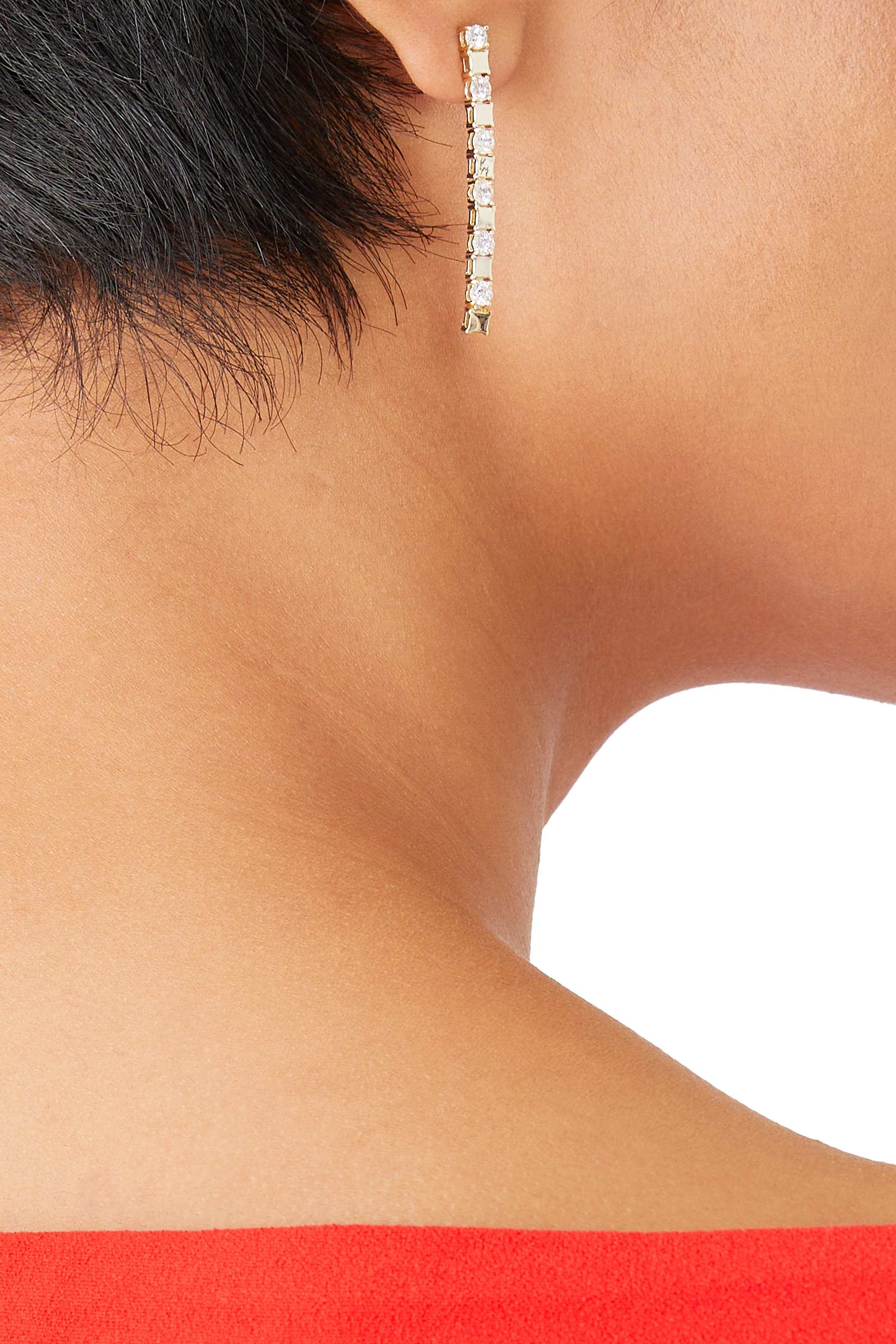 أقراط بتصميم شلال مرصعة بأججار زركونيا مكعبة، نحاس مطلي بالذهب