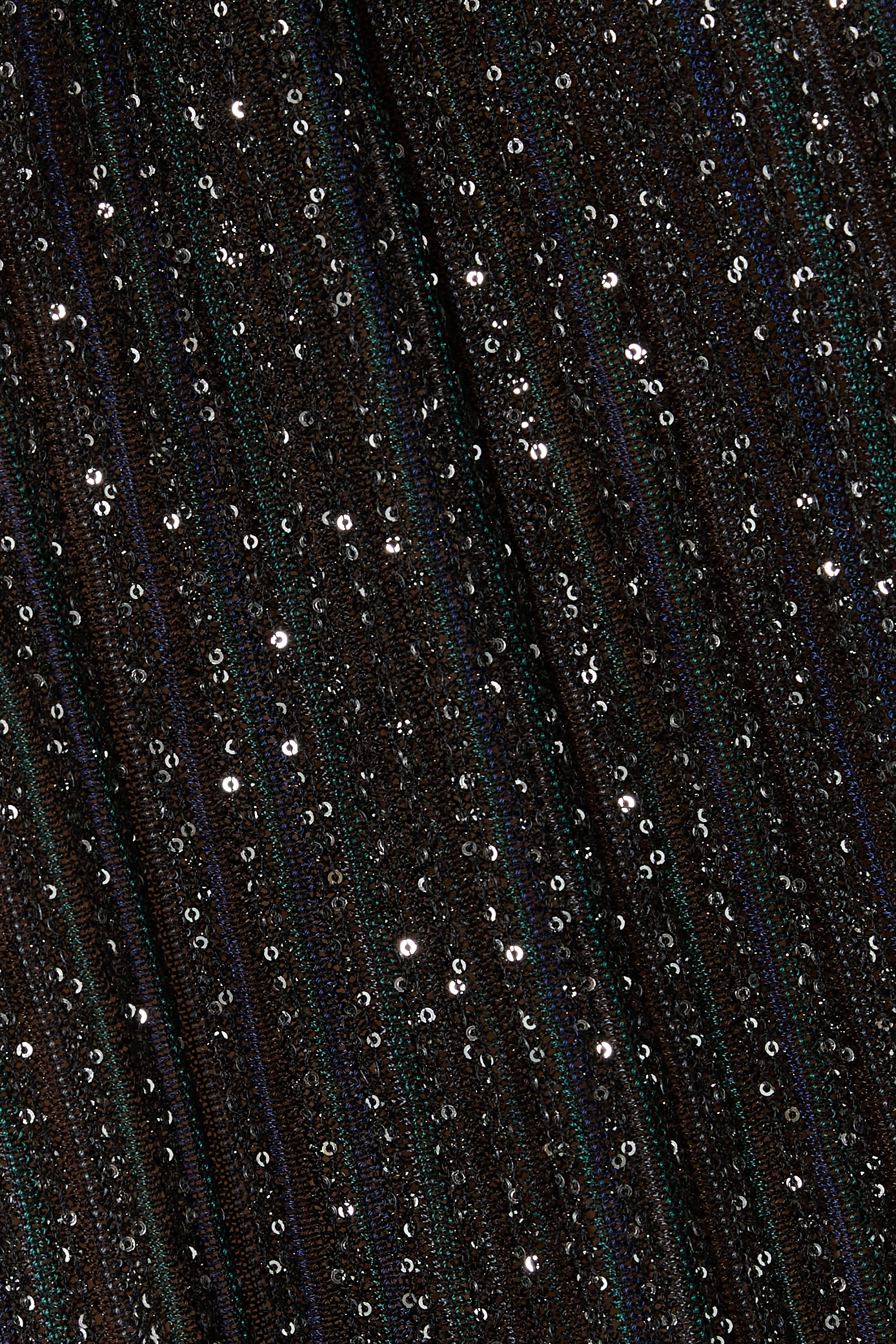 كنزة بقصة واسعة وياقة ضيقة بتصميم مخطط مزين بلاميه