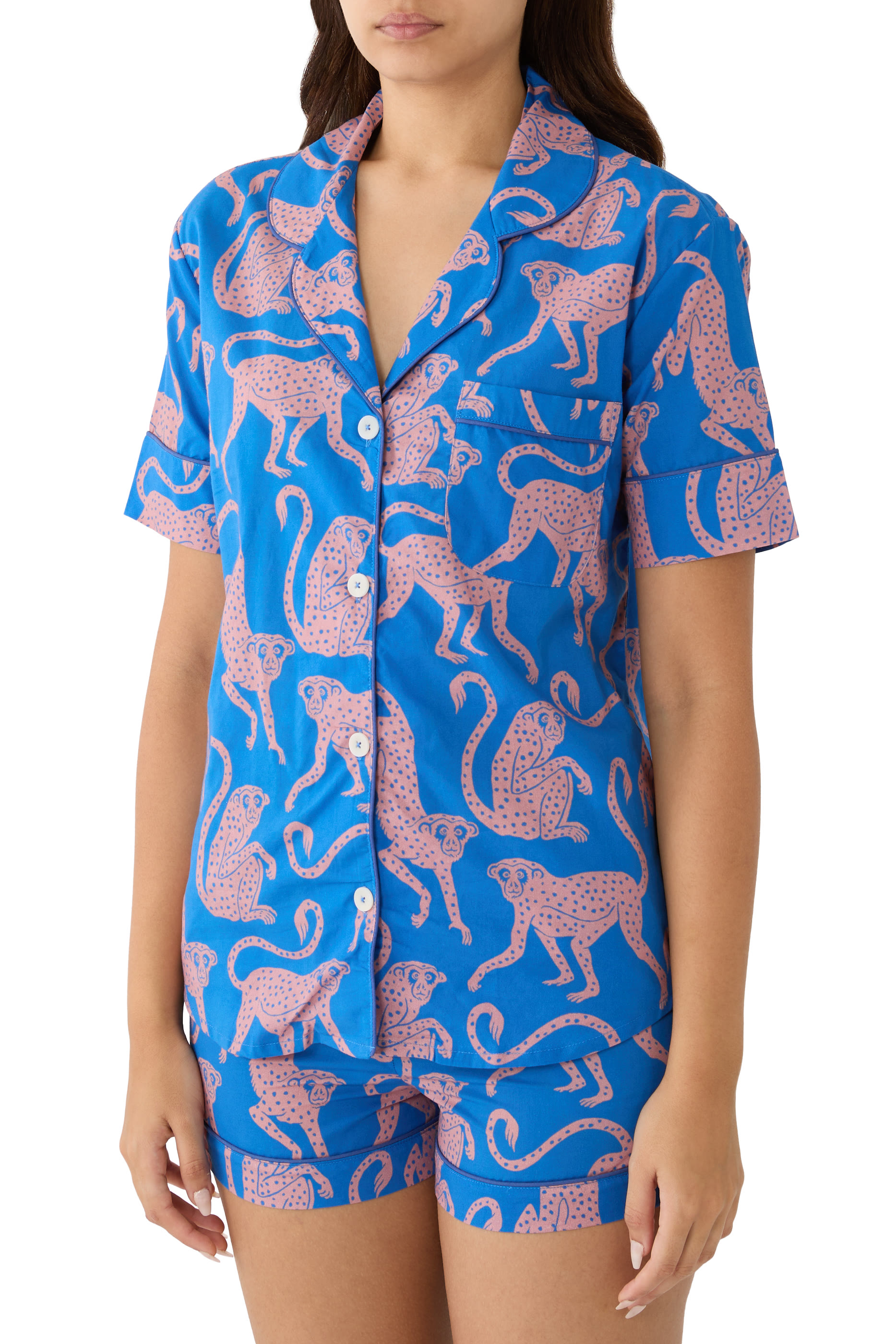 طقم بيجامة بأكمام قصيرة